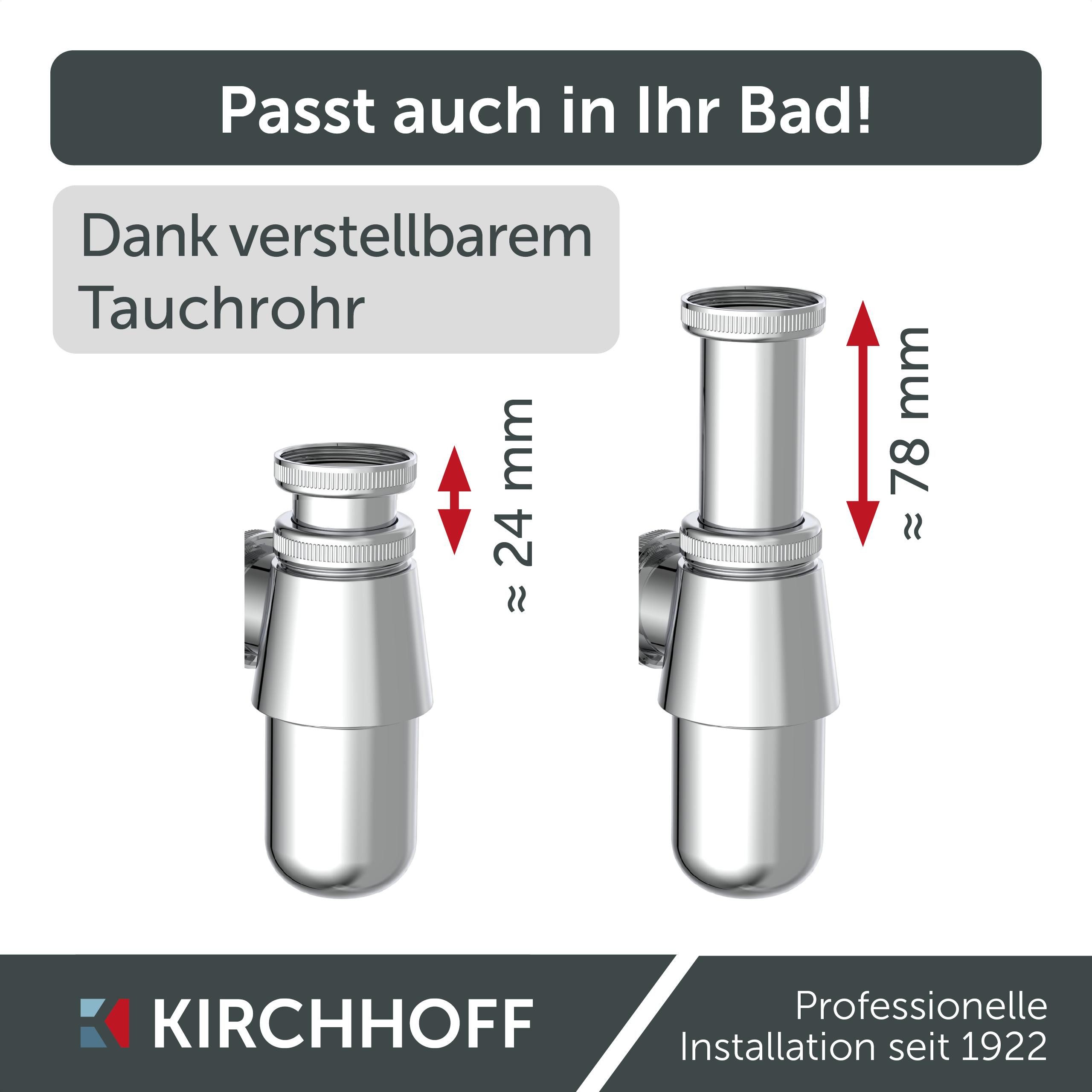 Kirchhoff Siphon Flaschensiphon, Chrom, 1 1/4" x 32 mm