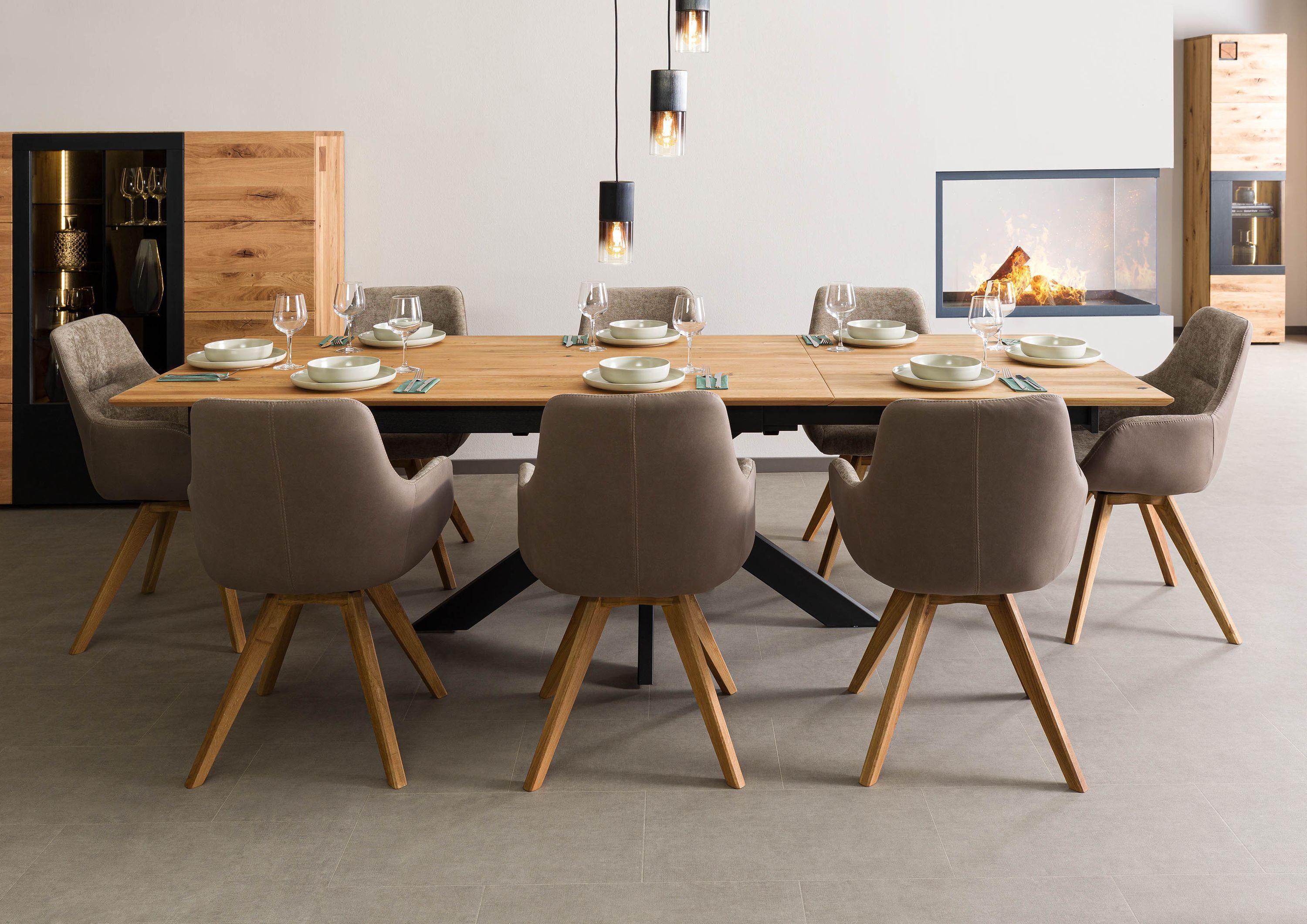 Massivmoebel24 Esstisch Esstisch verlängerbar Wildeiche 180-265x100 natur g günstig online kaufen