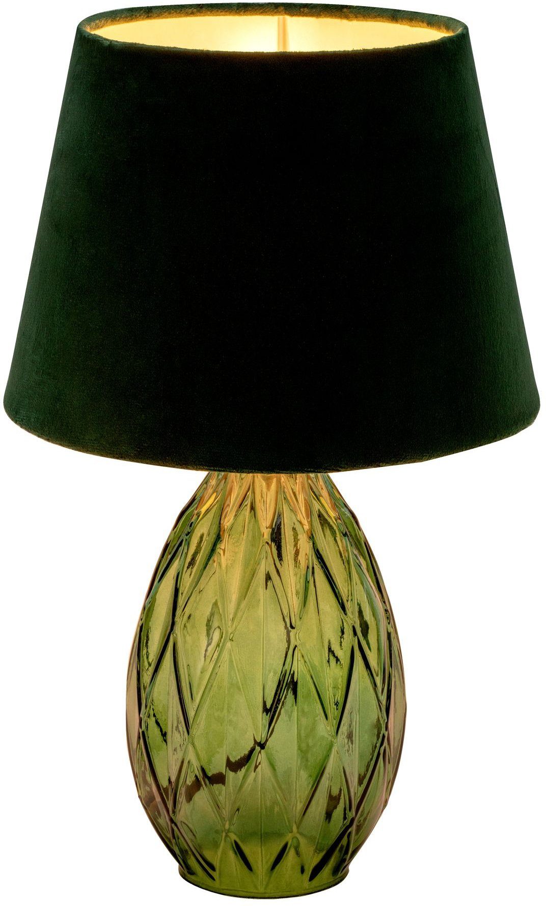 Pauleen Tischleuchte Crystal Velvet max40W Grün, Samt ohne 230V, E14, Glas, Leuchtmittel
