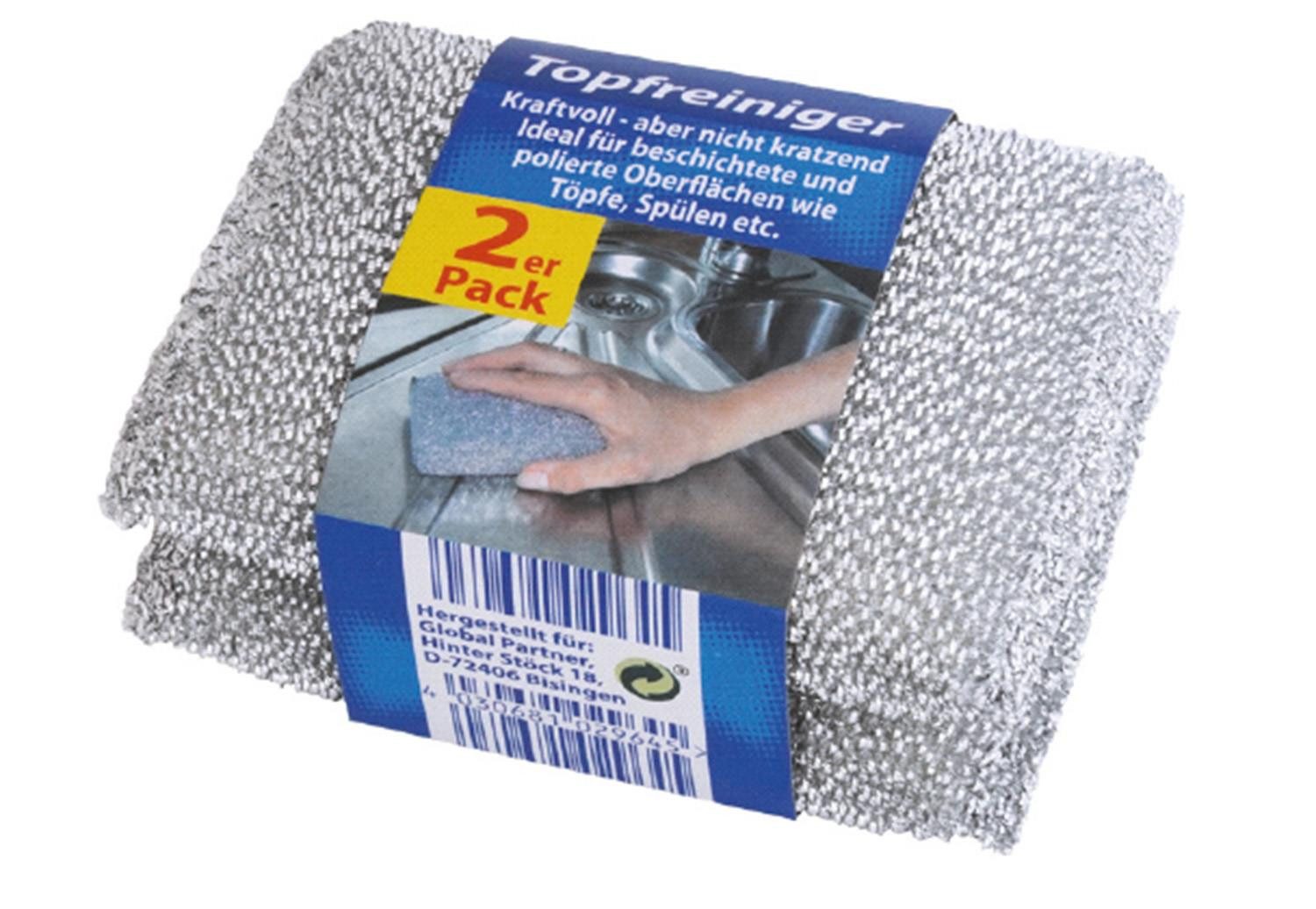 Reinigungsschwamm Topfreiniger Edelstahl Grau 2er Pack, Schwamm Scheuerschwamm Reinigungsschwamm Spülschwamm Putzschwamm