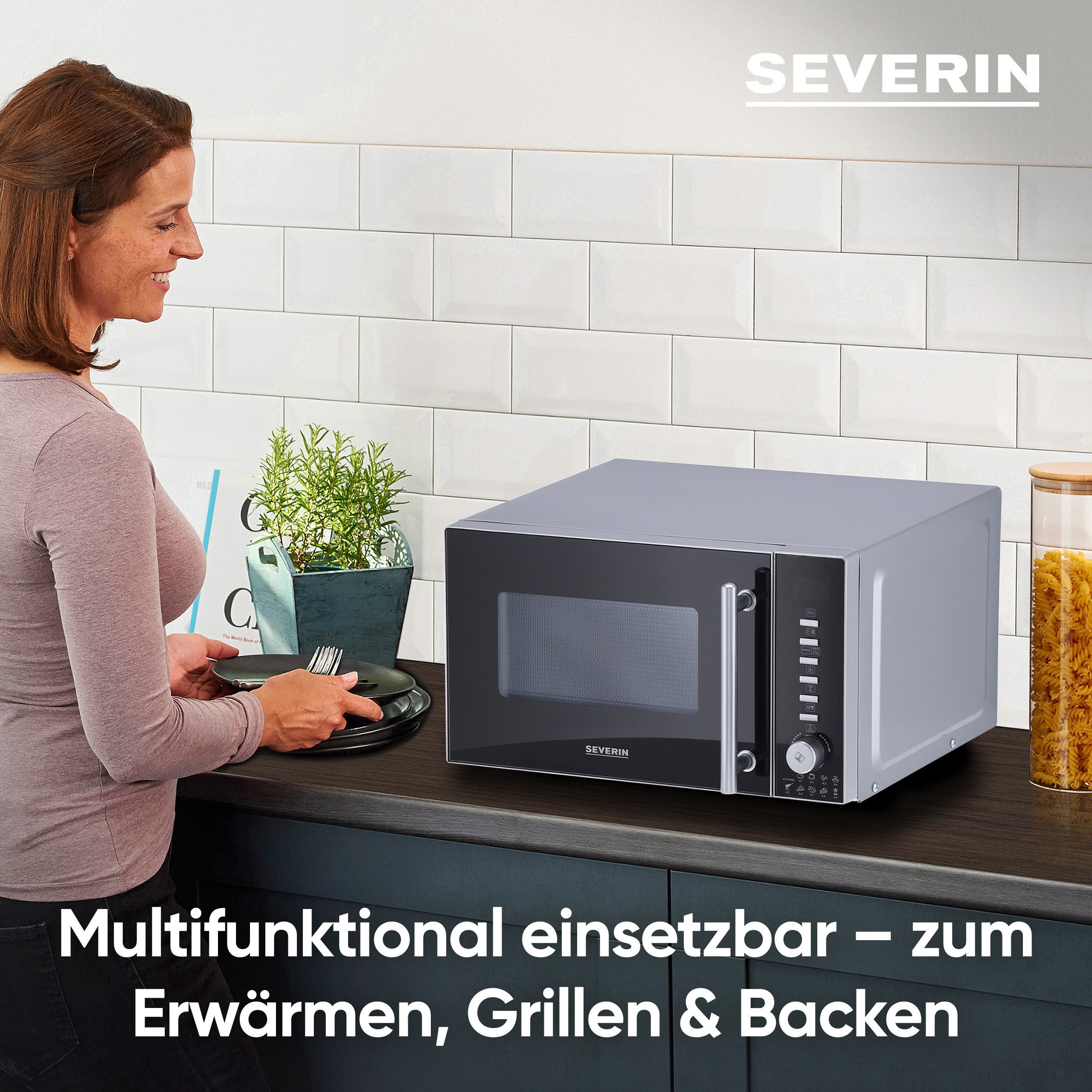 Severin Mikrowelle MW 7773 mit Grill-und Heißluftfunktion 3-in-1, Grill, Heißluft, Mikrowelle, 20 l, 10 Leistungsstufen und 9 Automatik-Kochprogramme