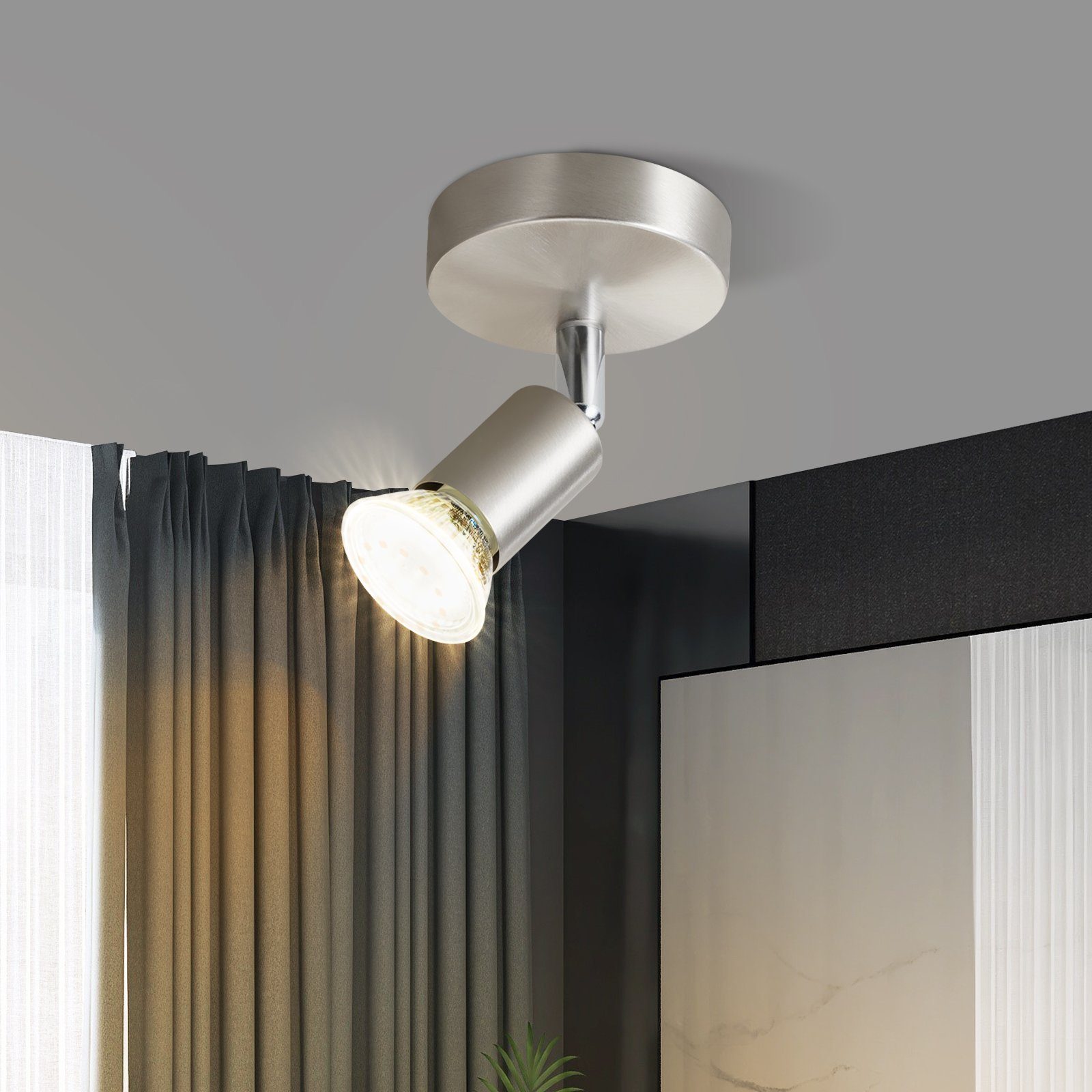 Schlafzimmer, Deckenleuchte Spot Nickel Leuchtmittel, ZMH für Modern Deckenlampe Stoffschrim Wand Wandbeleuchtung MAX.40W, ohne Lampen Deckenstrahler