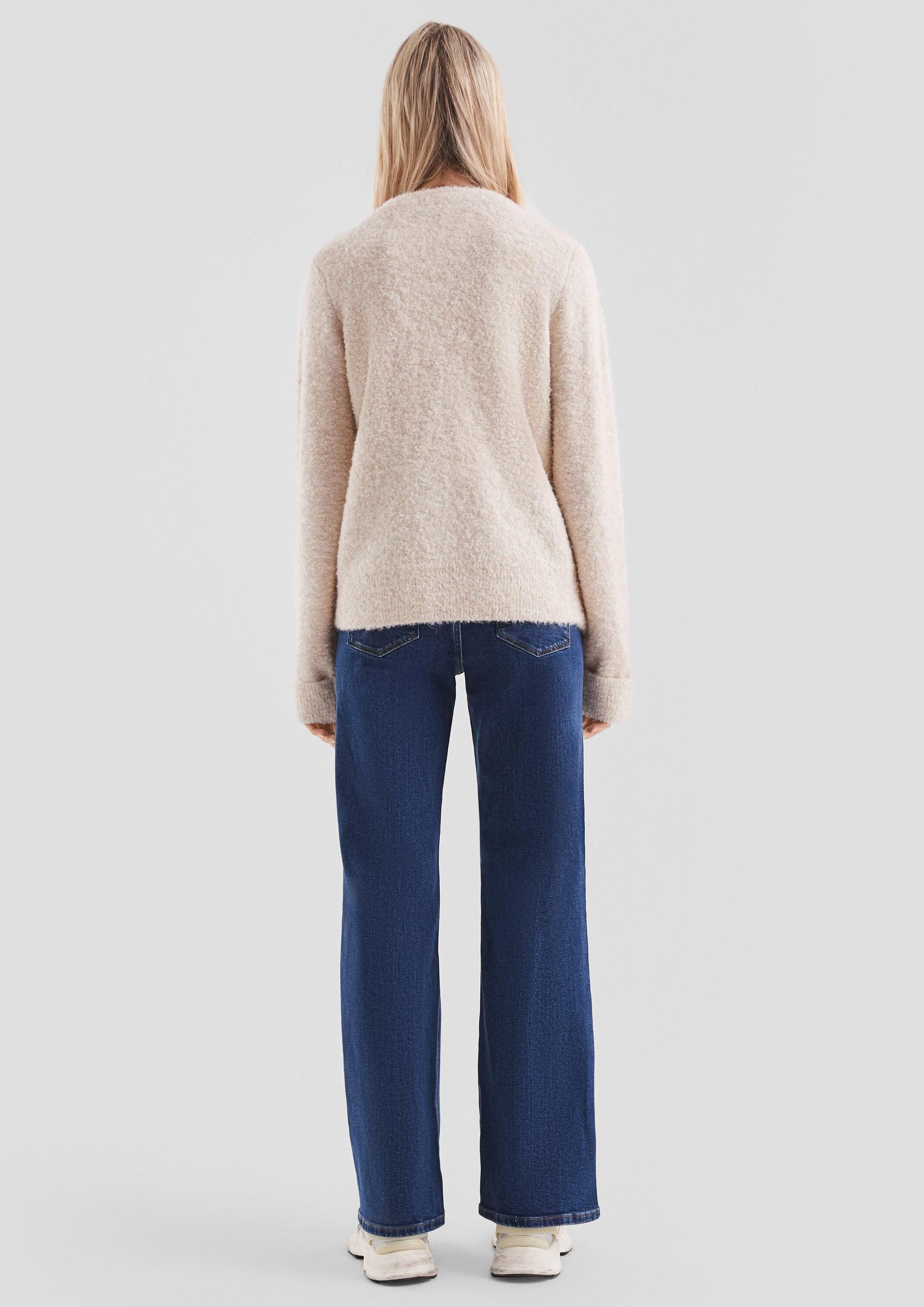 QS Longpullover Strickpullover Bouclé-Pullover
