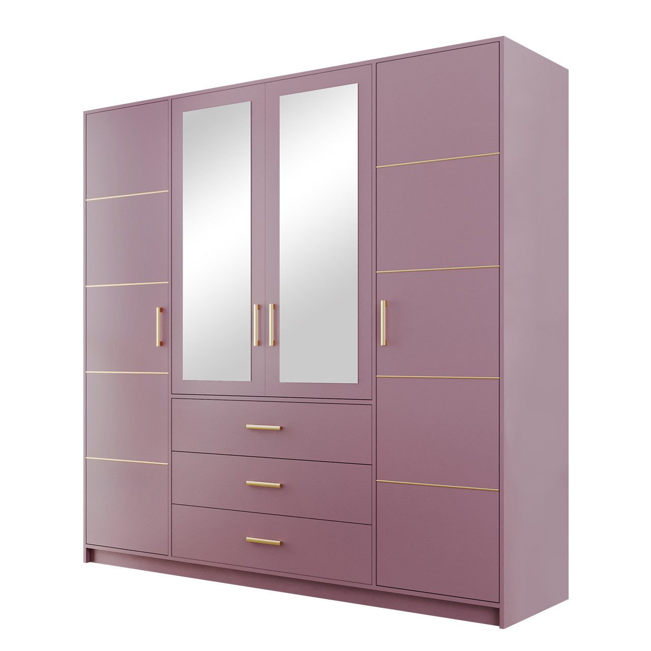 MIRJAN24 Kleiderschrank Bali II (mit 3 Schubladen und 4 Türen) goldfarbenen günstig online kaufen