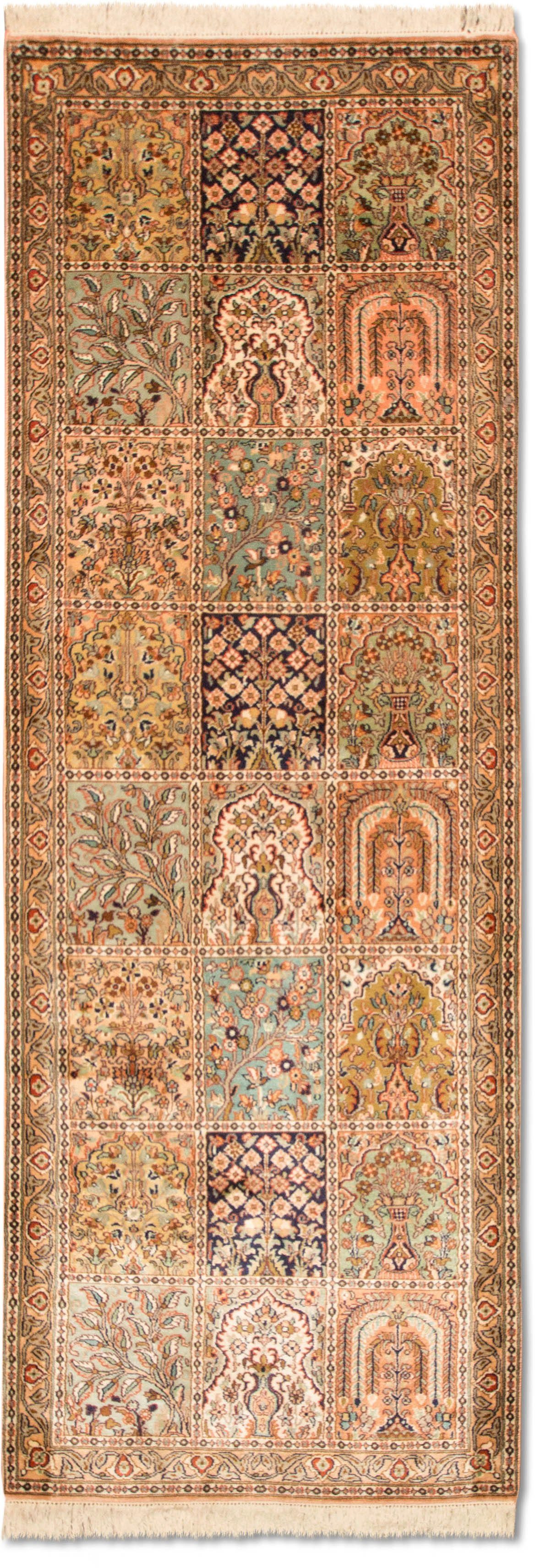 Läufer Kaschmir Seide Teppich handgeknüpft mehrfarbig, morgenland,  rechteckig, Höhe: 5 mm