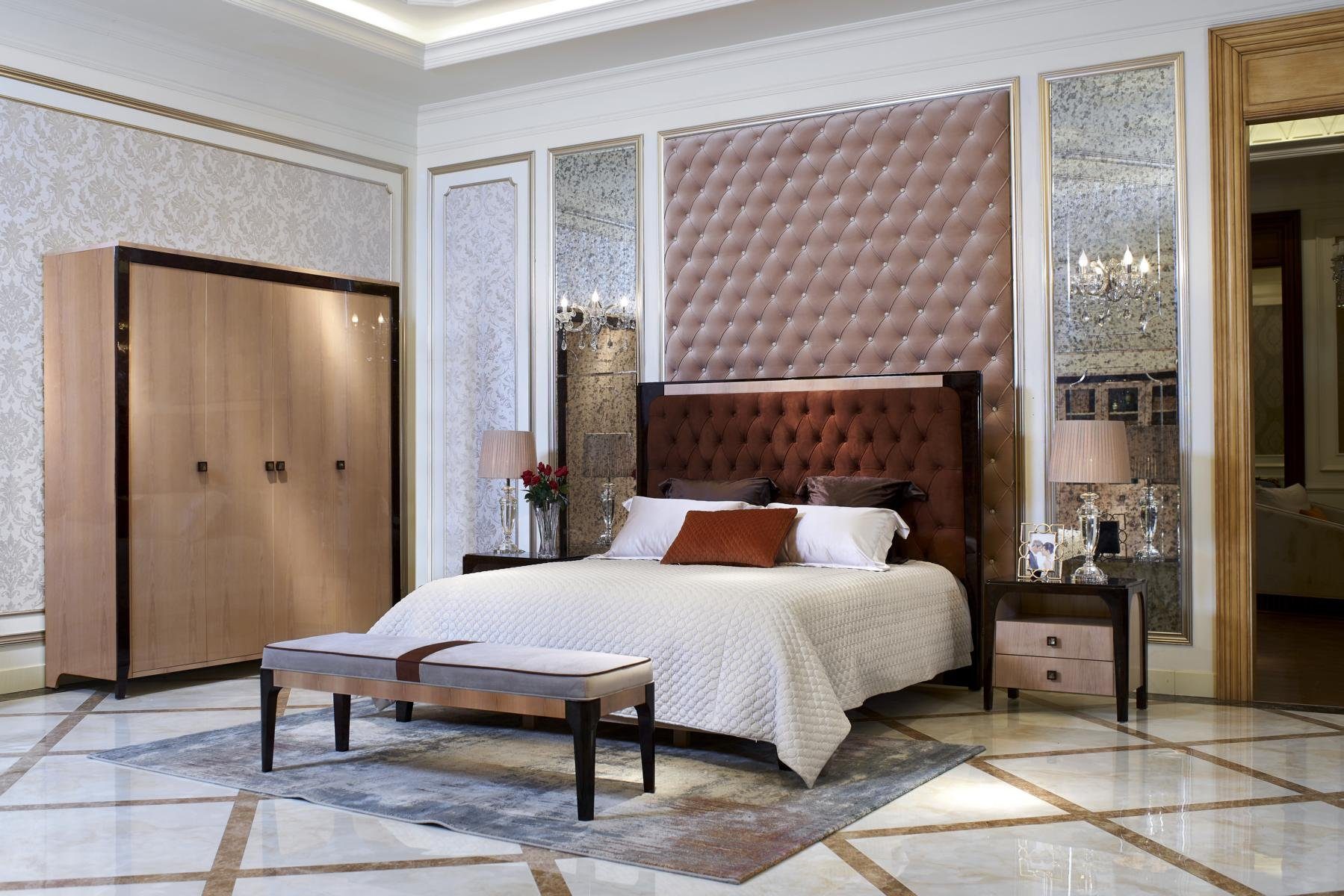 JVmoebel Bett, Bett Polster Design Luxus Doppel Hotel Betten Ehe Schlaf Zimmer