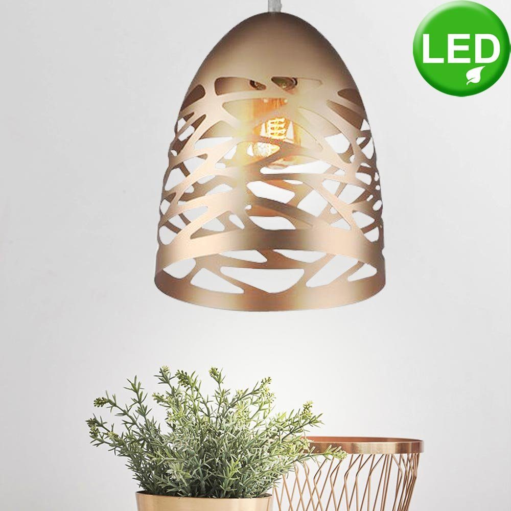etc-shop LED Pendelleuchte, Leuchtmittel inklusive, Warmweiß, Design Hänge Leuchte Wohn Ess Zimmer Decken Pendel Löcher | Pendelleuchten