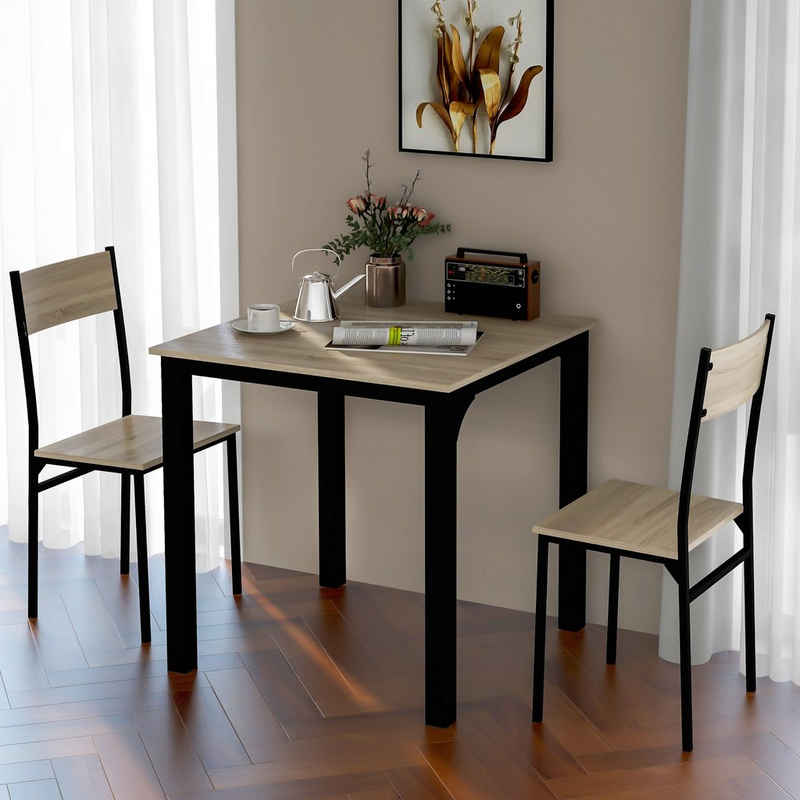 Flieks Essgruppe, (set,3-tlg), Sitzgruppe Küchentisch mit 2 Stühlen für Esszimmer Küche Wohnzimmer