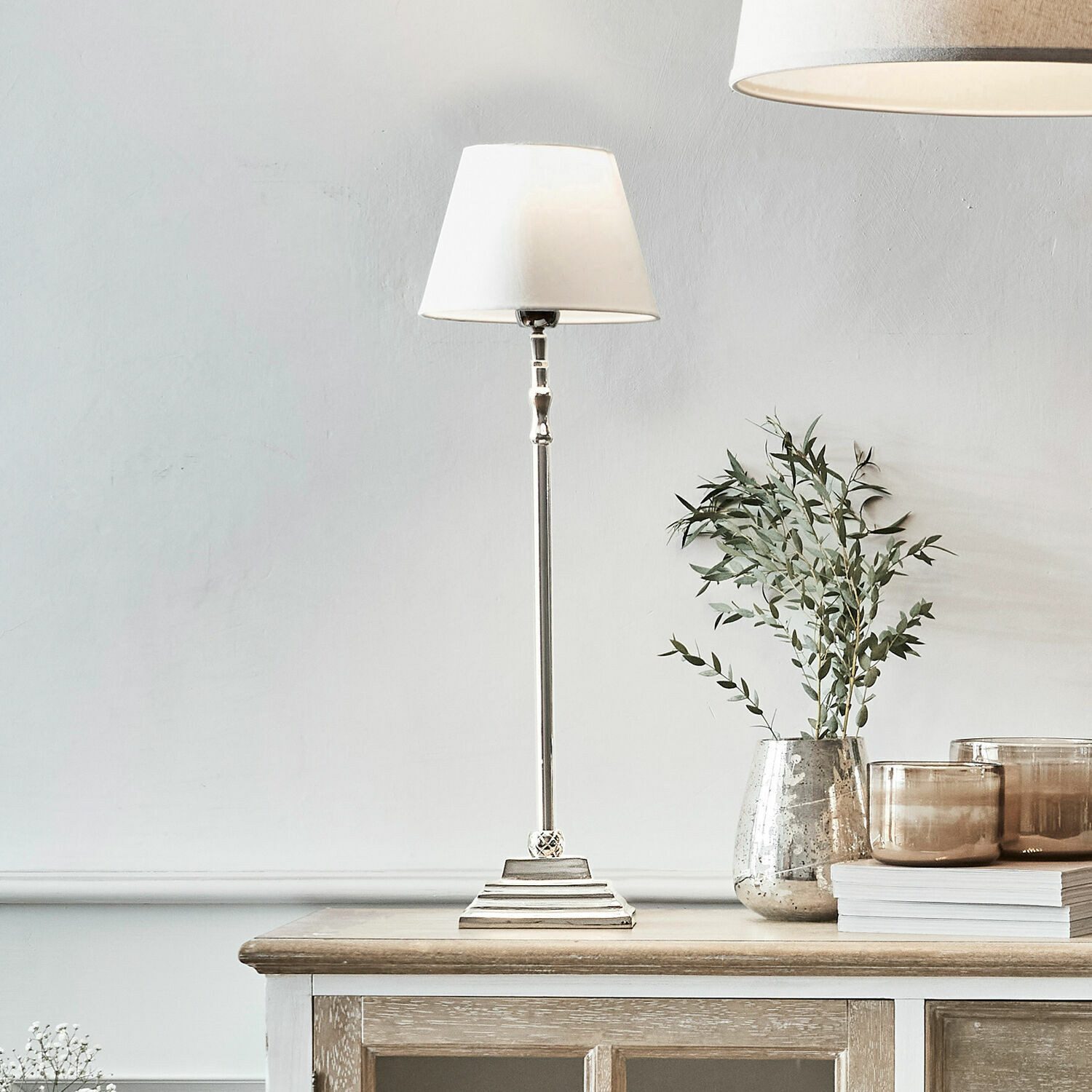 Mirabeau Tischleuchte Tischlampe Mayfair weiß/silber günstig online kaufen