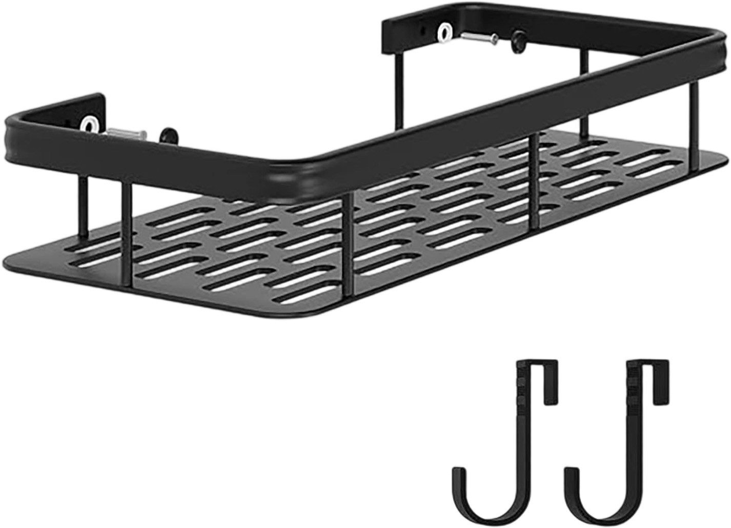 REDOM Duschablage Duschregal rostfreie Badezimmer Ablage 30x13cm, Modernes Badregal Organizer mit 2 Haken 1-tlg., aus Aluminium für Shampoo Duschgel Rasierer usw.