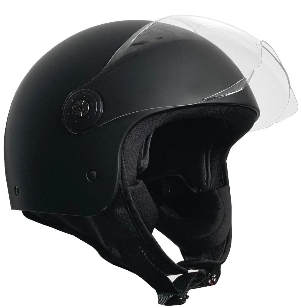 RALLOX Helmets Motorradhelm Jethelm 229 matt schwarz Größe M – Bild 2 von 5