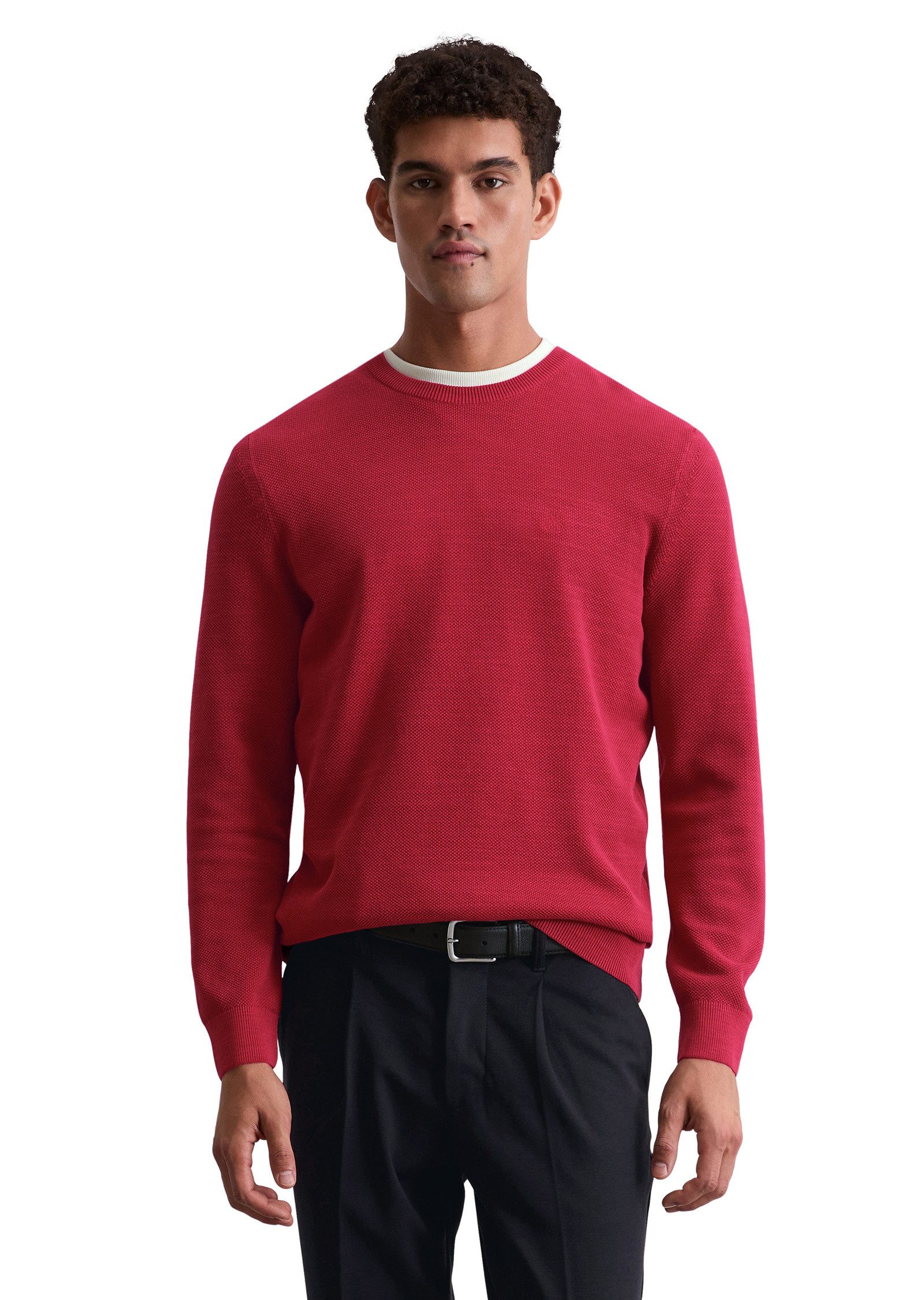 Marc O'Polo Rundhalspullover aus Bio-Baumwoll-Piqué günstig online kaufen