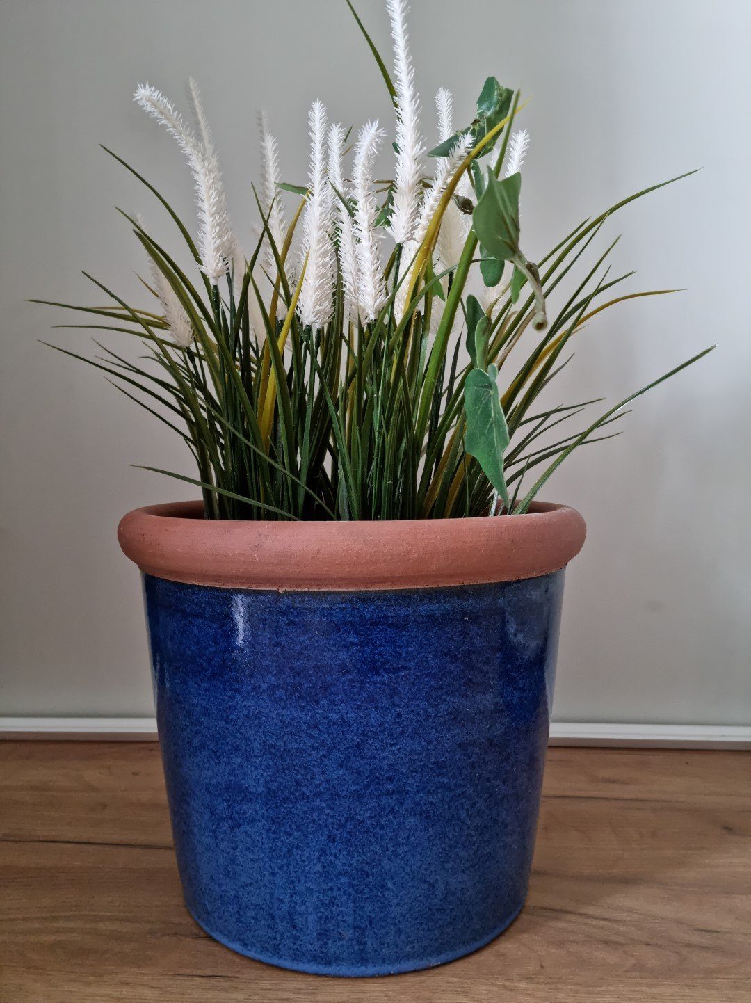 Keramik 20x18cm "Southfork" Teramico Blumentopf Blau Royal, Frostfest Pflanzkübel 100%
