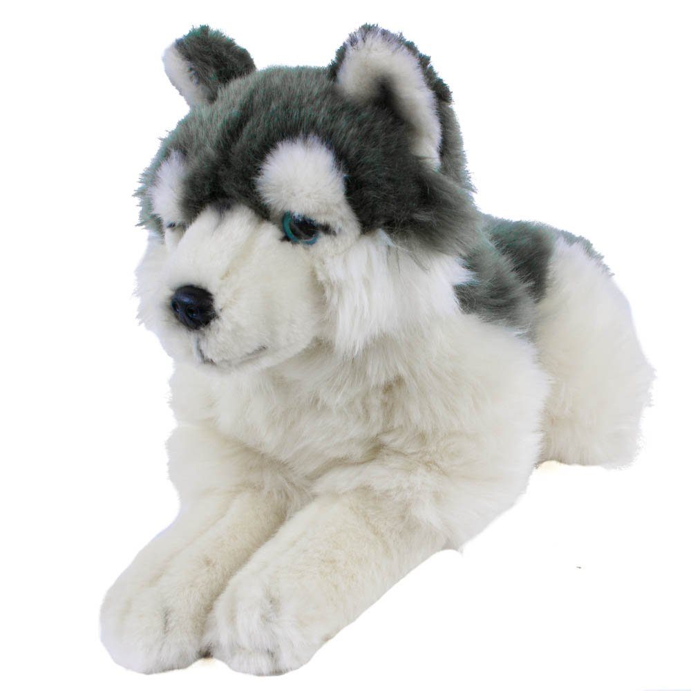 Uni-Toys Kuscheltier Plüschtier Hund Husky Akita 38 cm liegend Plüschhund