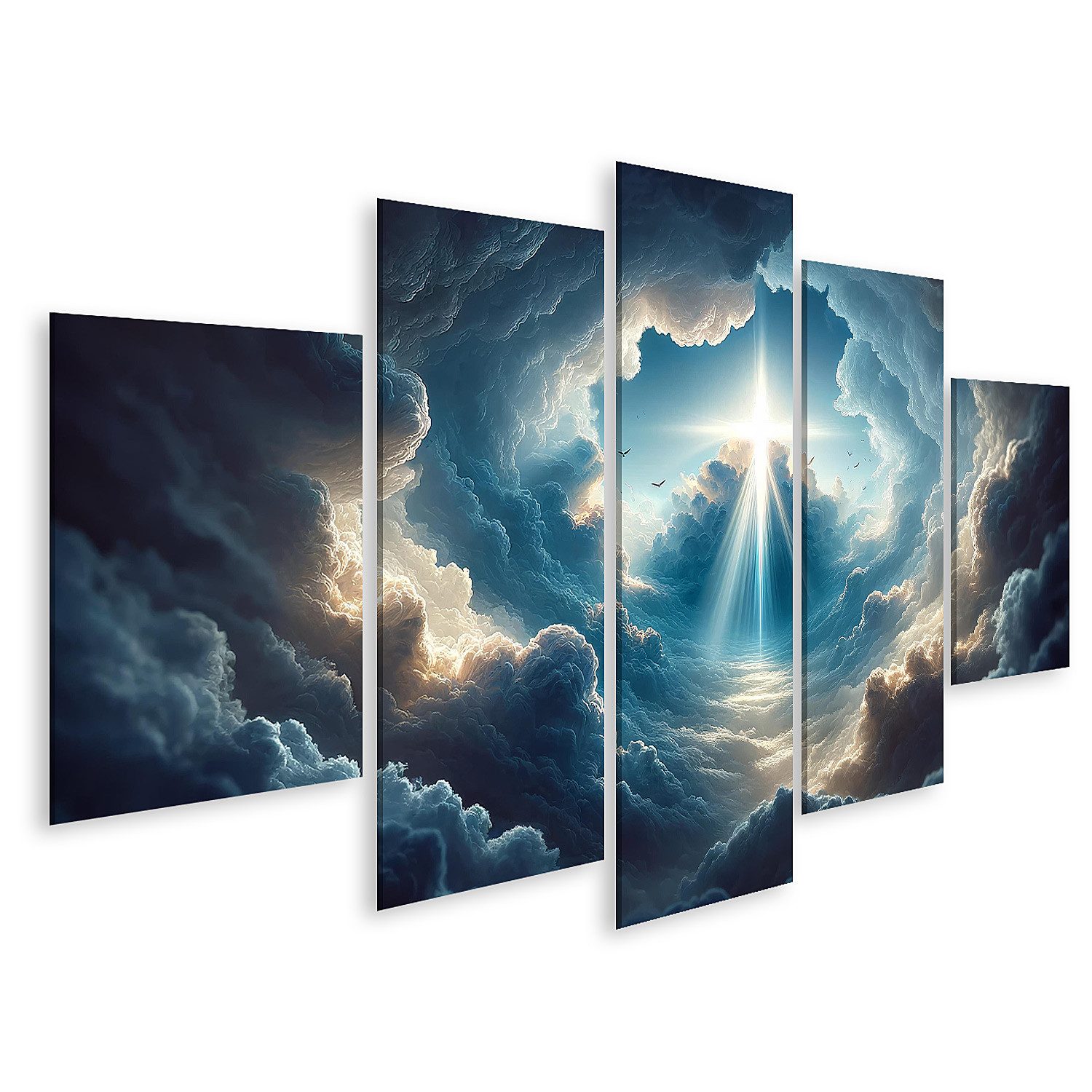 Leinwandbild Dramatischer Sonnenlichtausbruch: Himmel mit Kreuzformation