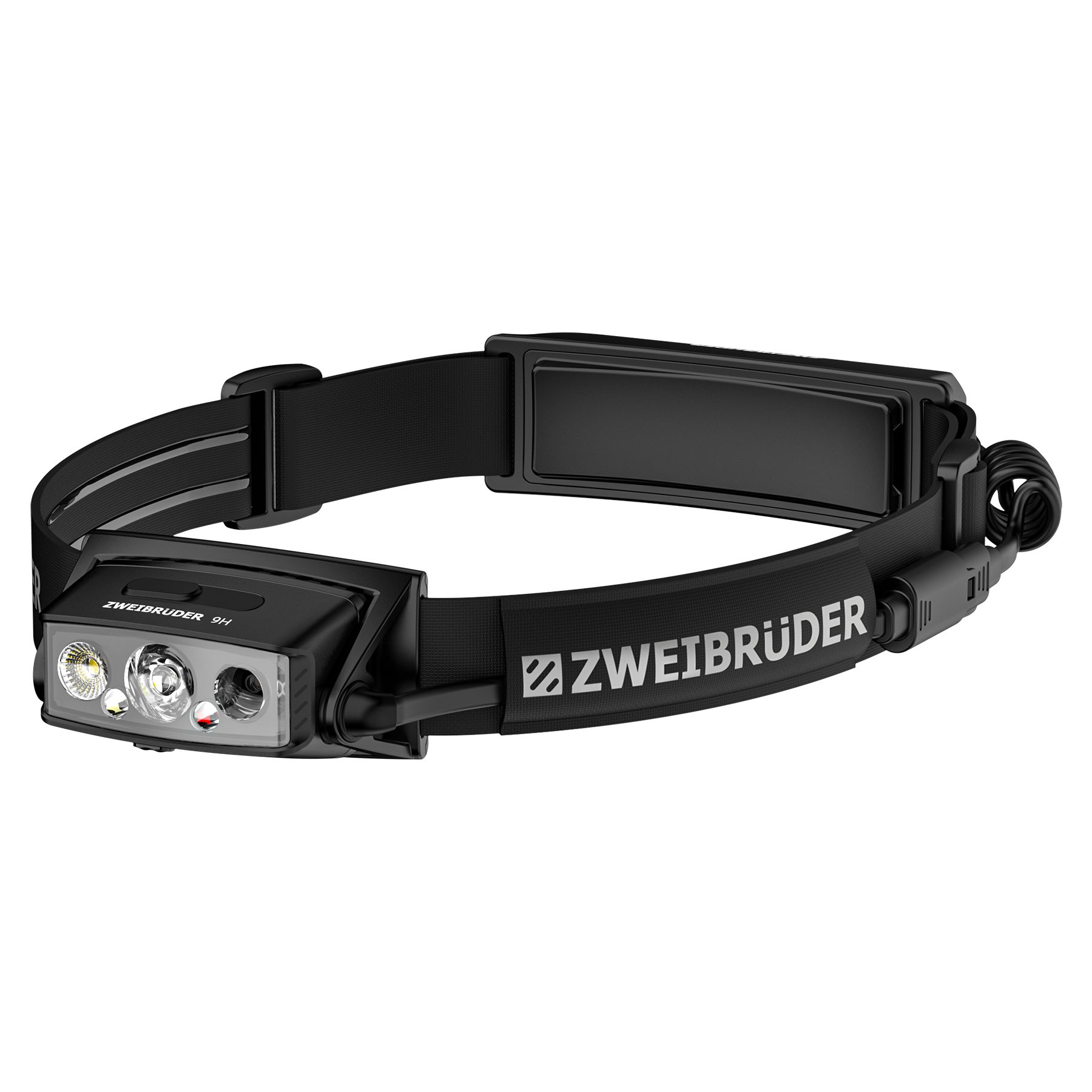 Zweibrüder LED Stirnlampe ZB9H, Focus-Function aufladbar / USB-C Aluminium Rotlicht + Rücklicht (rot)
