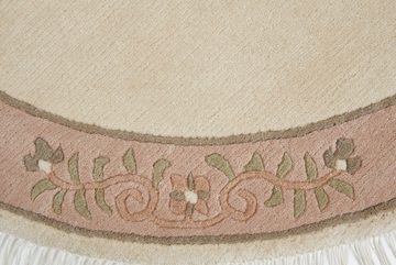 Wollteppich Giza, LUXOR living, rund, Höhe: 12 mm, reine Wolle, handgeknüpft, mit Bordüre und Fransen, Orient-Teppich