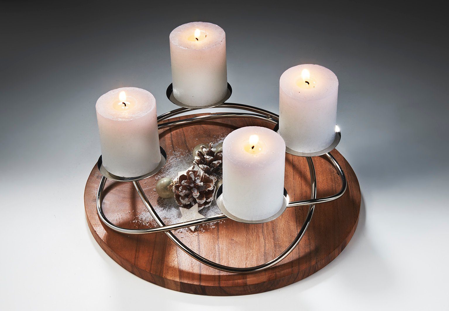 Holz aus Dekokranz Metall für Kobolo rund Kerzenhalter Kerzen und 4