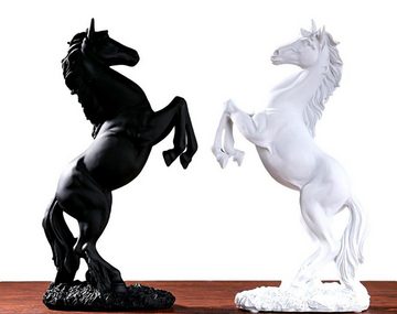BAYLI Skulptur 3-teiliges Set Pferdestatue - Stehendes Pferd auf Sockel - Kunstharzst