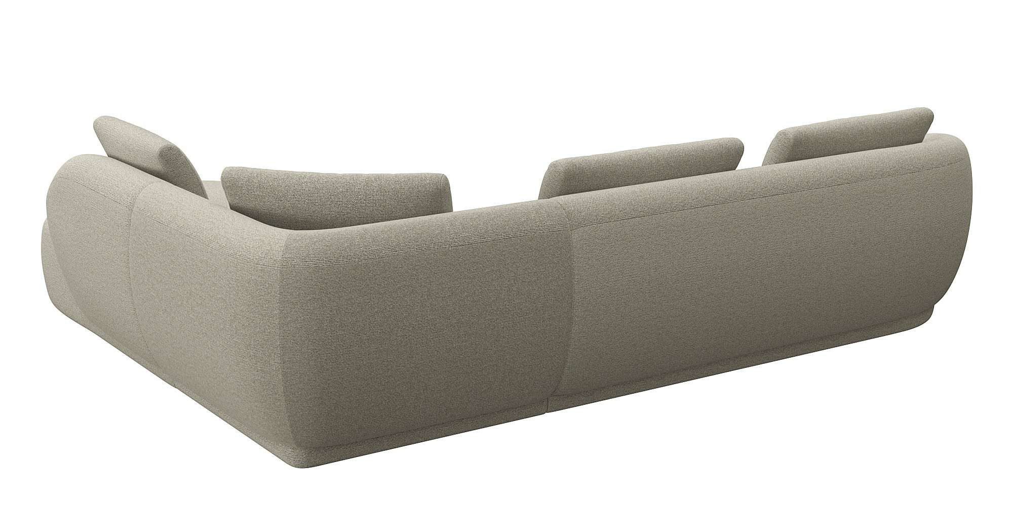 FLEXLUX Ecksofa Torino, rund, L-Form, Sofa-Ecke mit Ottomane, Modernes, organisches Sofa-Design, Kaltschaum, Wellenunterfederung