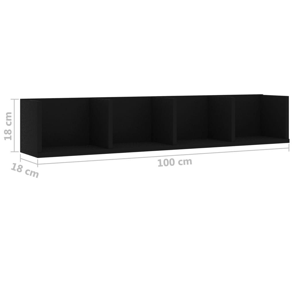 Wandregal Holzwerkstoff CD-Schwarz 100x18x18 furnicato cm