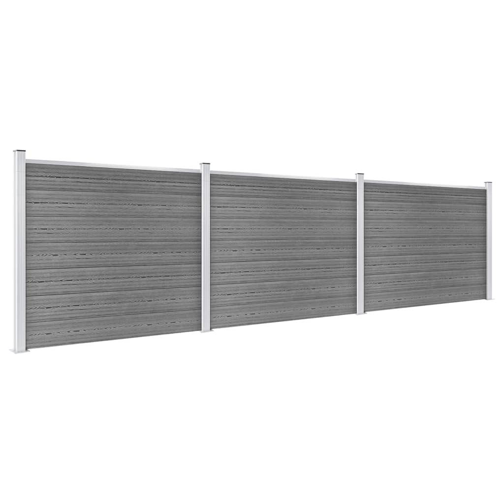Gartentor Zaunelement Set WPC 526x146 cm Grau