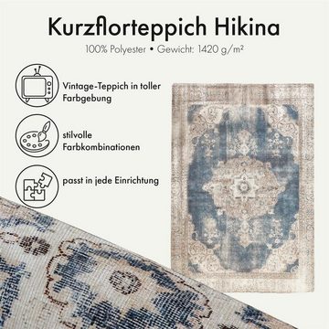 Teppich Kurzflorteppich Hikina 100 Blau 140 x 200 cm, Qiyano, rechteckig, Höhe: 0.9 mm