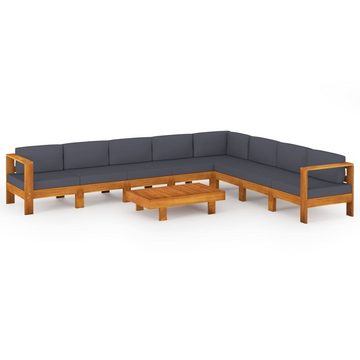 vidaXL Garten-Essgruppe 9-tlg Garten Lounge Set mit Dunkelgrauen Auflagen Akazienholz Holz Sit