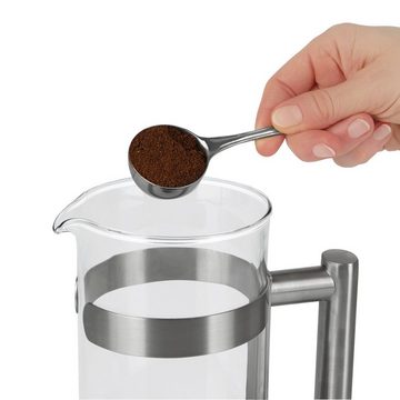 BEEM Kaffeebereiter French Press Kaffeepresse, 1l Kaffeekanne, Camping, Outdoor, Glas & Edelstahl, hitzebeständige Borosilitglas