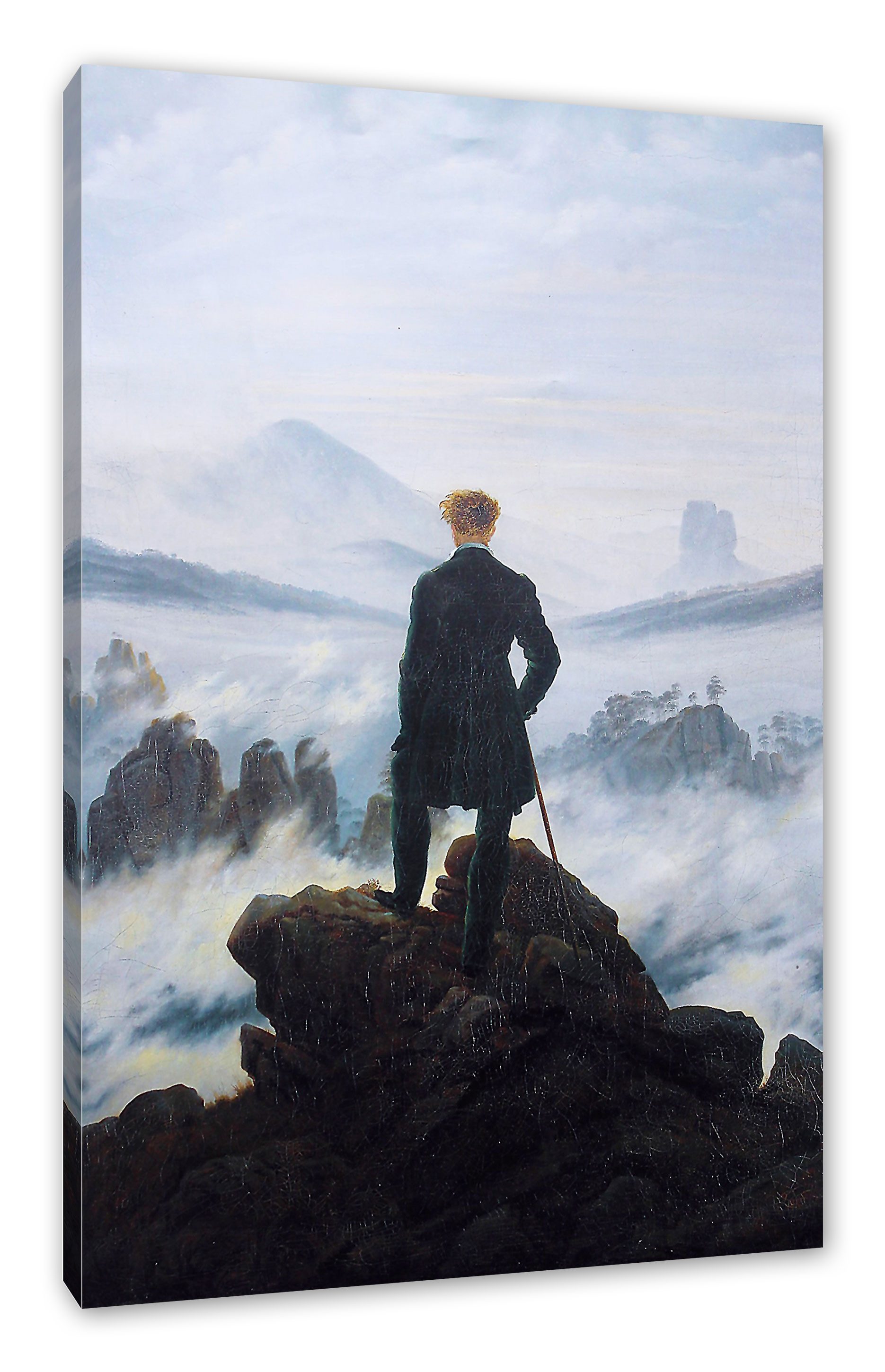 Pixxprint Leinwandbild Caspar David Friedrich - Wanderer über dem Nebelmeer, Caspar David Friedrich - Wanderer über dem Nebelmeer (1 St), Leinwandbild fertig bespannt, inkl. Zackenaufhänger