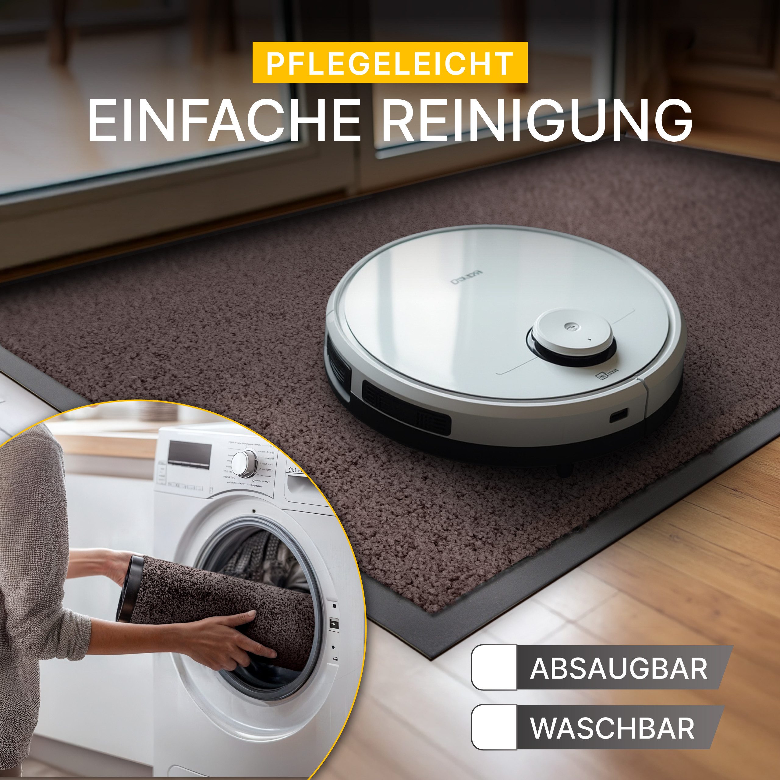 Entrando Fußmatte FIEL, Rechteckig, Höhe: 7 mm, Schmutzfangmatte Innen & Außen waschbar rutschfest dünn saugstark – Bild 5 von 5