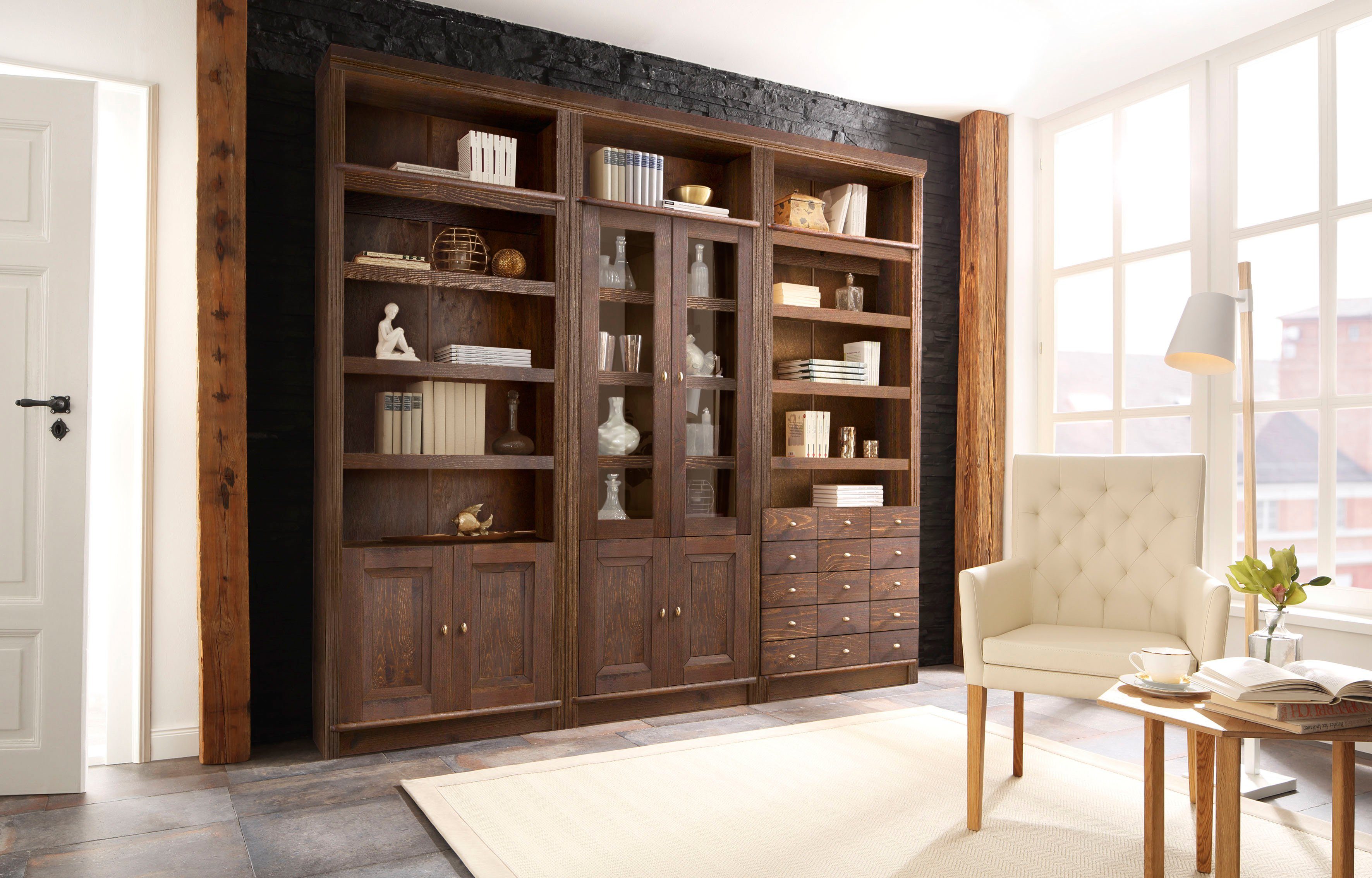 Home affaire Bücherregal Soeren, aus massiver Kiefer, Höhe 220 cm, mit 2 Ho günstig online kaufen