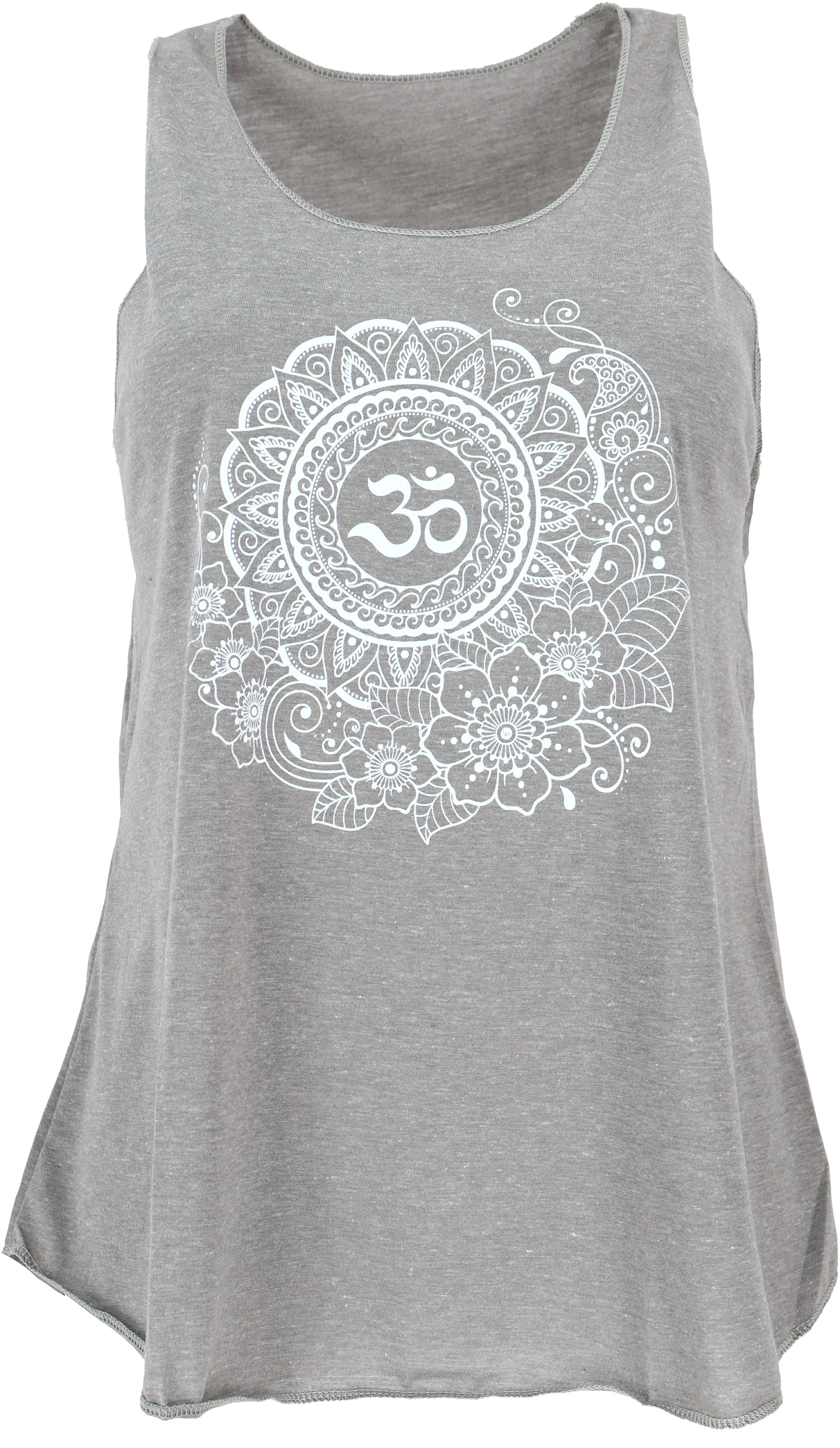 Guru-Shop T-Shirt Tanktop mit Ethnodruck, Om Mandala Yogatop - grau Festiva günstig online kaufen