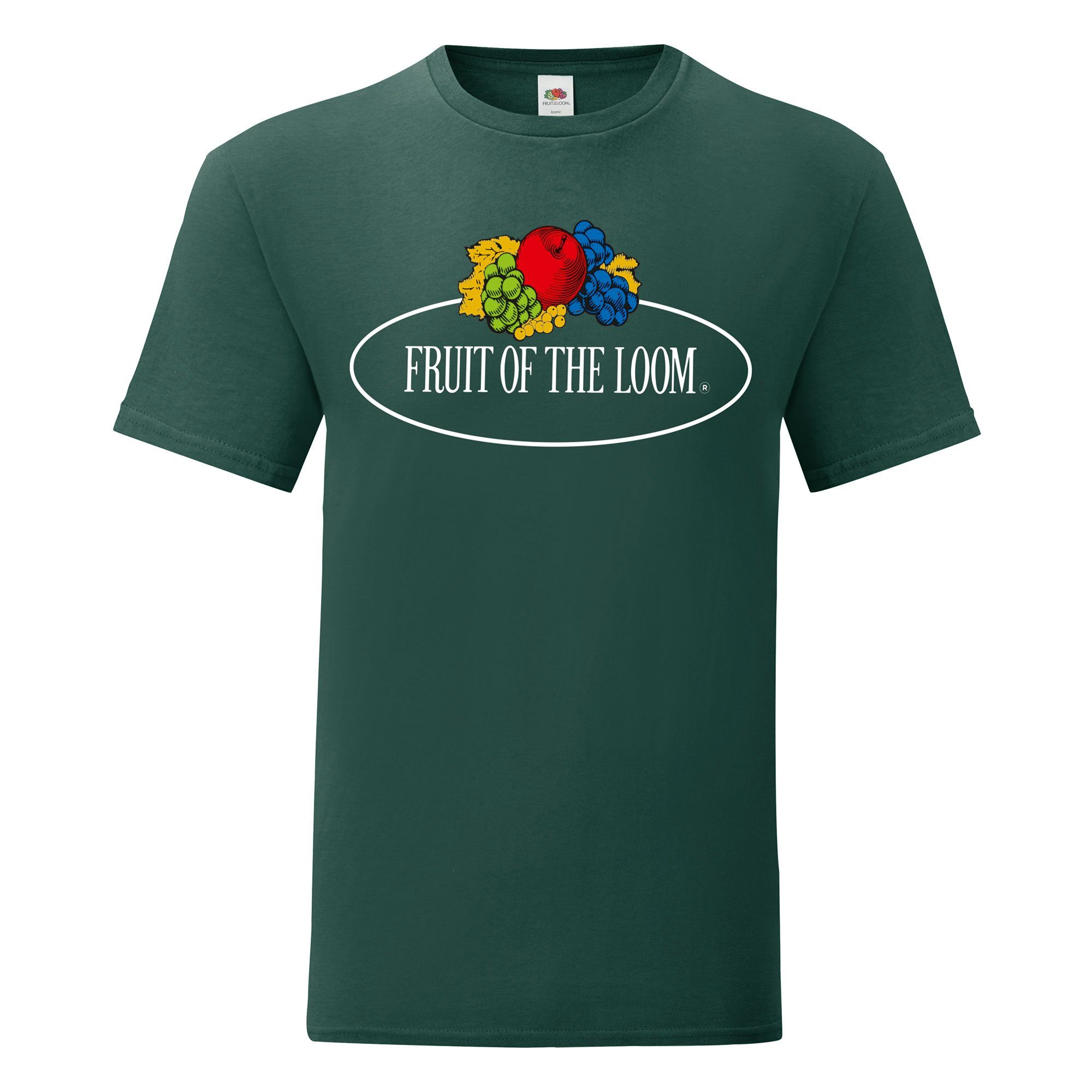 Fruit of the 150 - groß Rundhalsshirt Iconic Loom waldgrün T-Shirt Vintage-Logo
