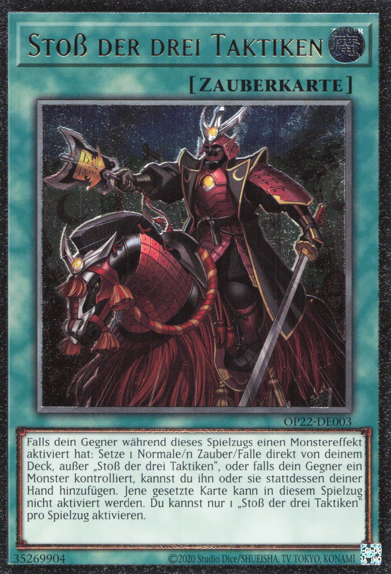 ReCollectibles Sammelkarte YuGiOh Karte Stoß der drei Taktiken deutsch, YuGiOh! Karte OP22