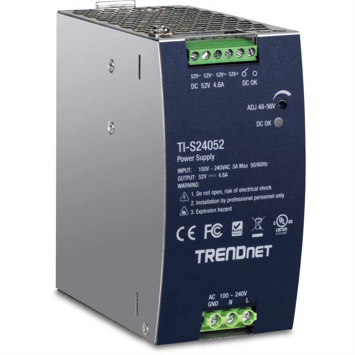 Trendnet TI-S24052 DIN-Rail Power Supply Netzwerk-Switch (240W, 52V DC, 4.61A AC zu DC mit PFC)