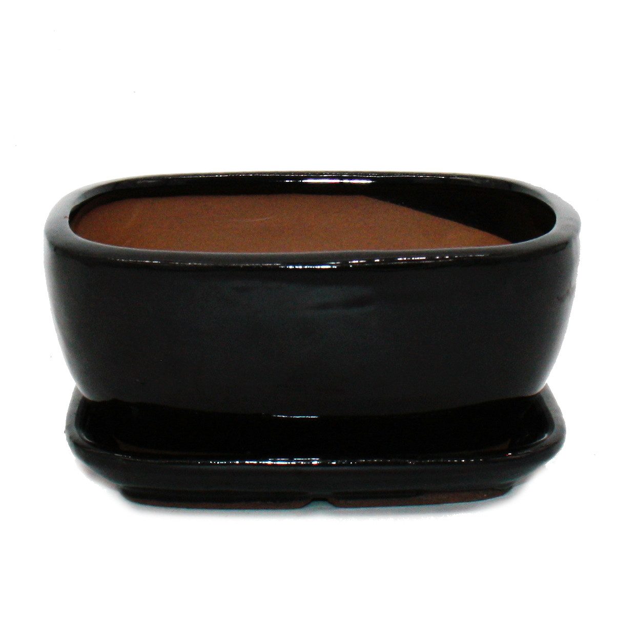 Exotenherz Pflanzschale Bonsai-Schale Unterteller Gr.2 Schwarz Anthrazit rechteckig GB5 L 17cm