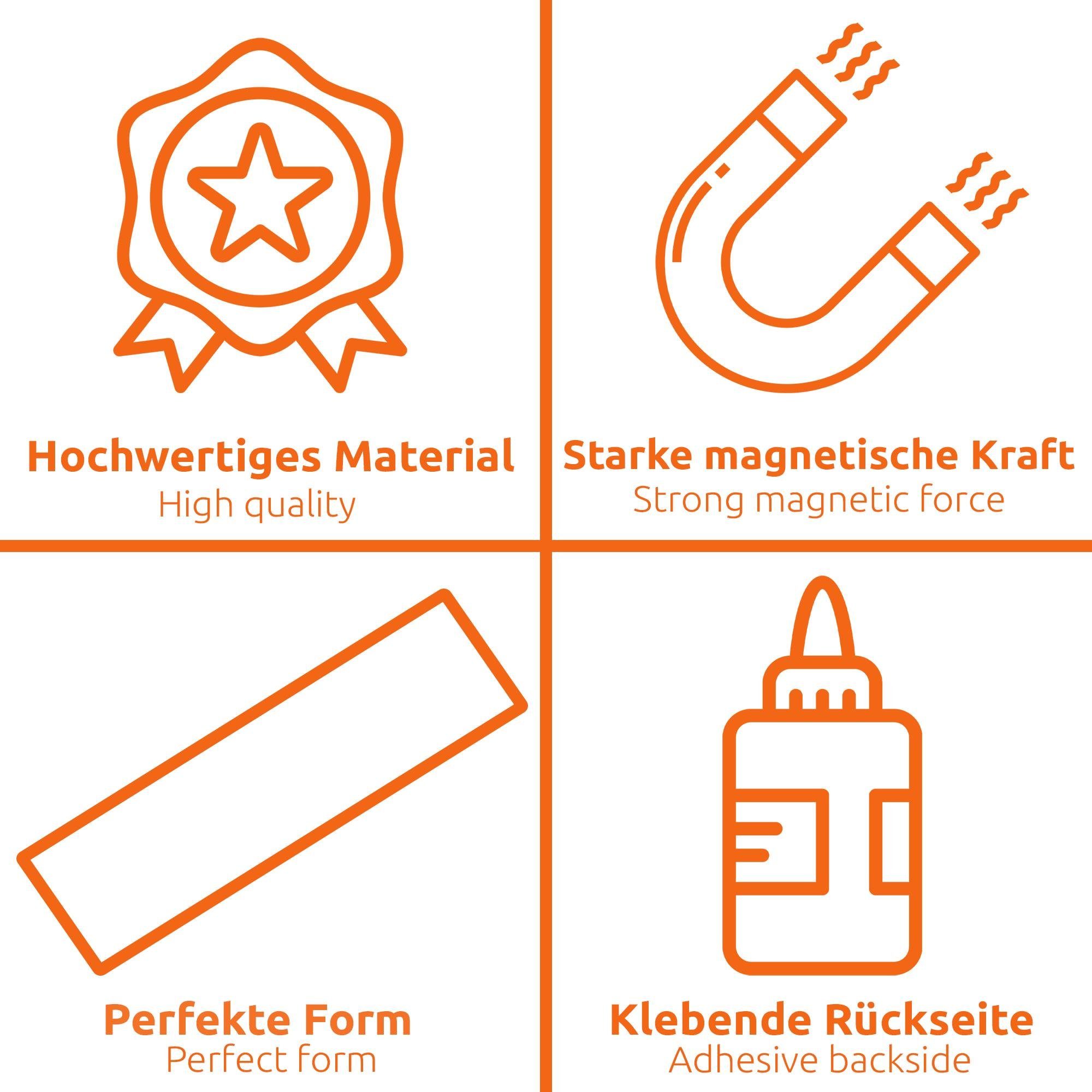 ECENCE Magnet Neodym Klebe-Magnete 12 Stck. selbstklebend Quader (12-St)