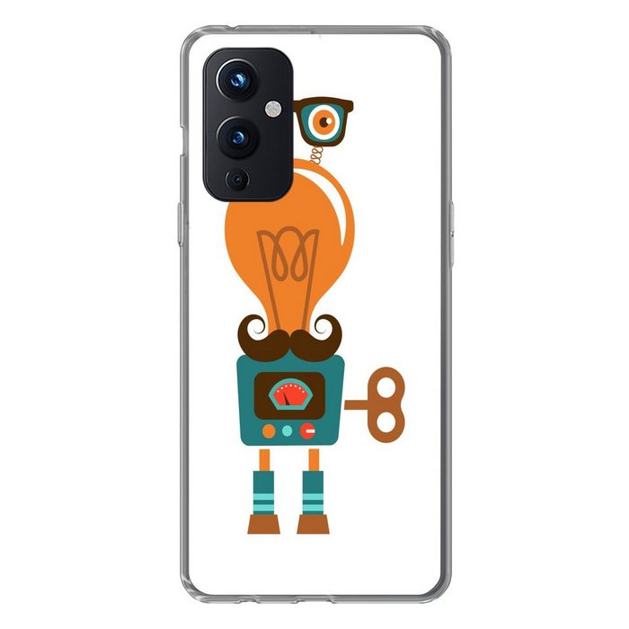 MuchoWow Handyhülle Roboter - Brille - Schnauzbart - Kinder - Jungen Phone Case Handyhülle OnePlus 9 Silikon Schutzhülle