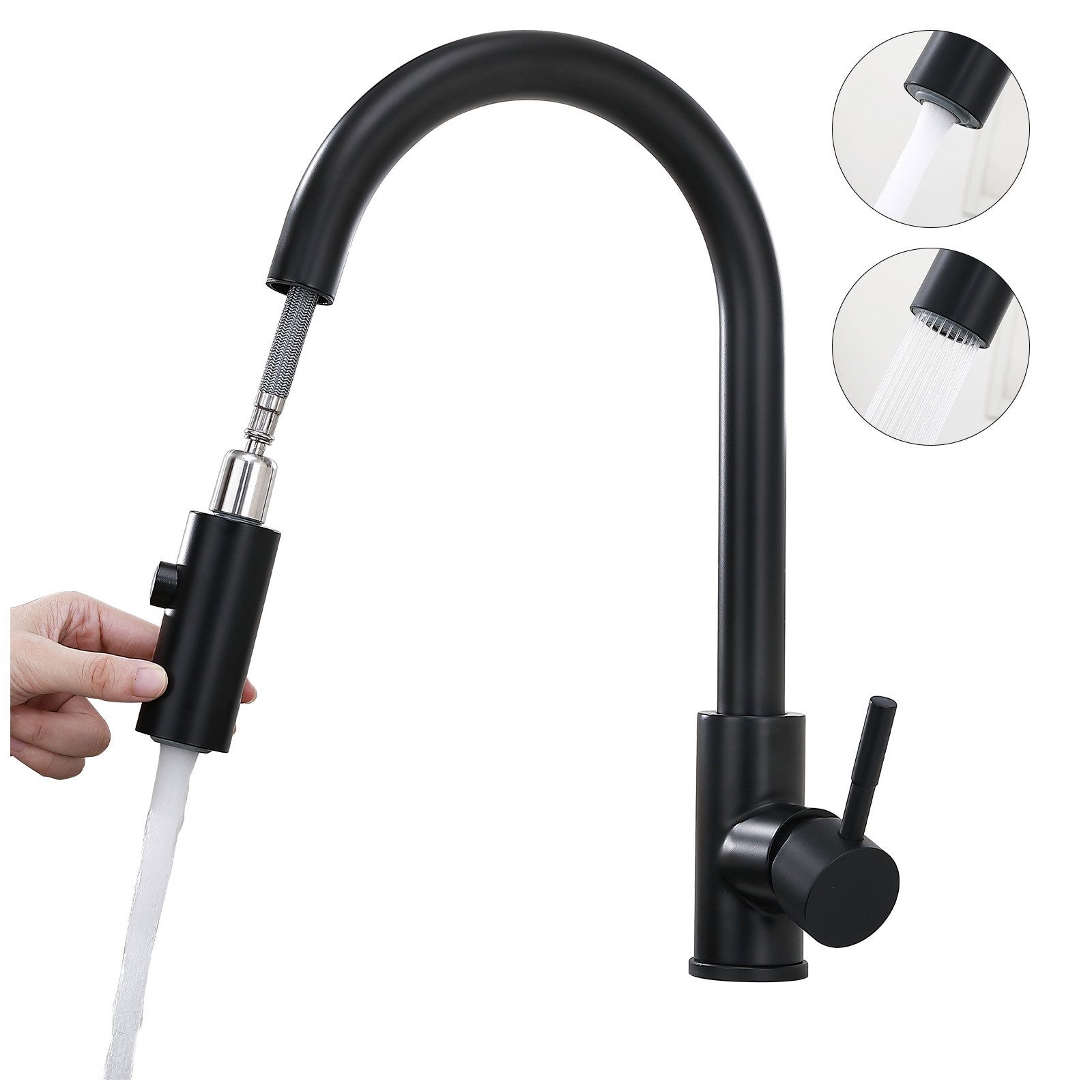 HOMELODY Spültischarmatur Küchenarmatur mit 2 Strahlarten Wasserhahn Küche günstig online kaufen