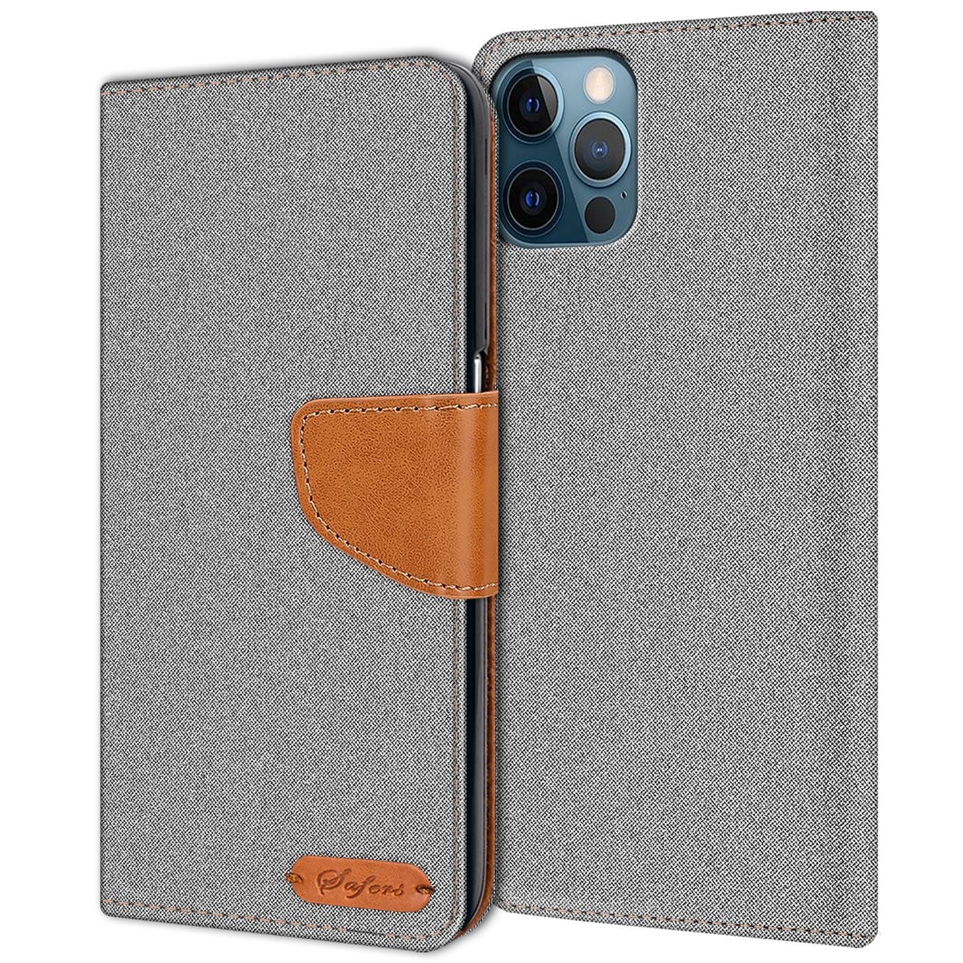 CoolGadget Handyhülle Denim Schutzhülle Flip Case für Apple iPhone 12 / 12 Pro 6,1 Zoll, Book Cover Handy Tasche Hülle für iPhone 12, iPhone 12 Pro Klapphülle