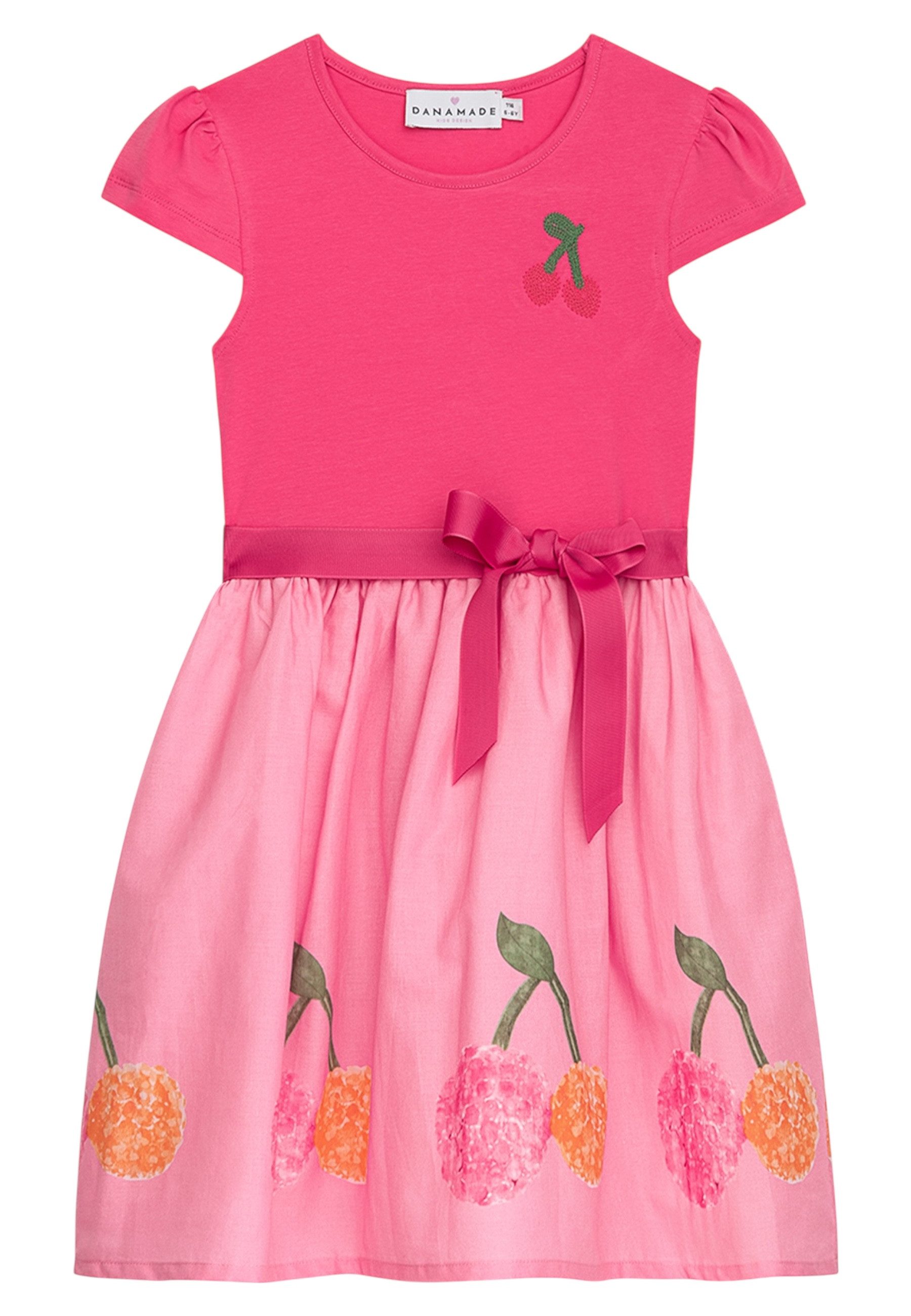DANAMADE Sommerkleid DKIM (1-tlg) Mädchen Kleid in Pink mit Fruchtmotiv