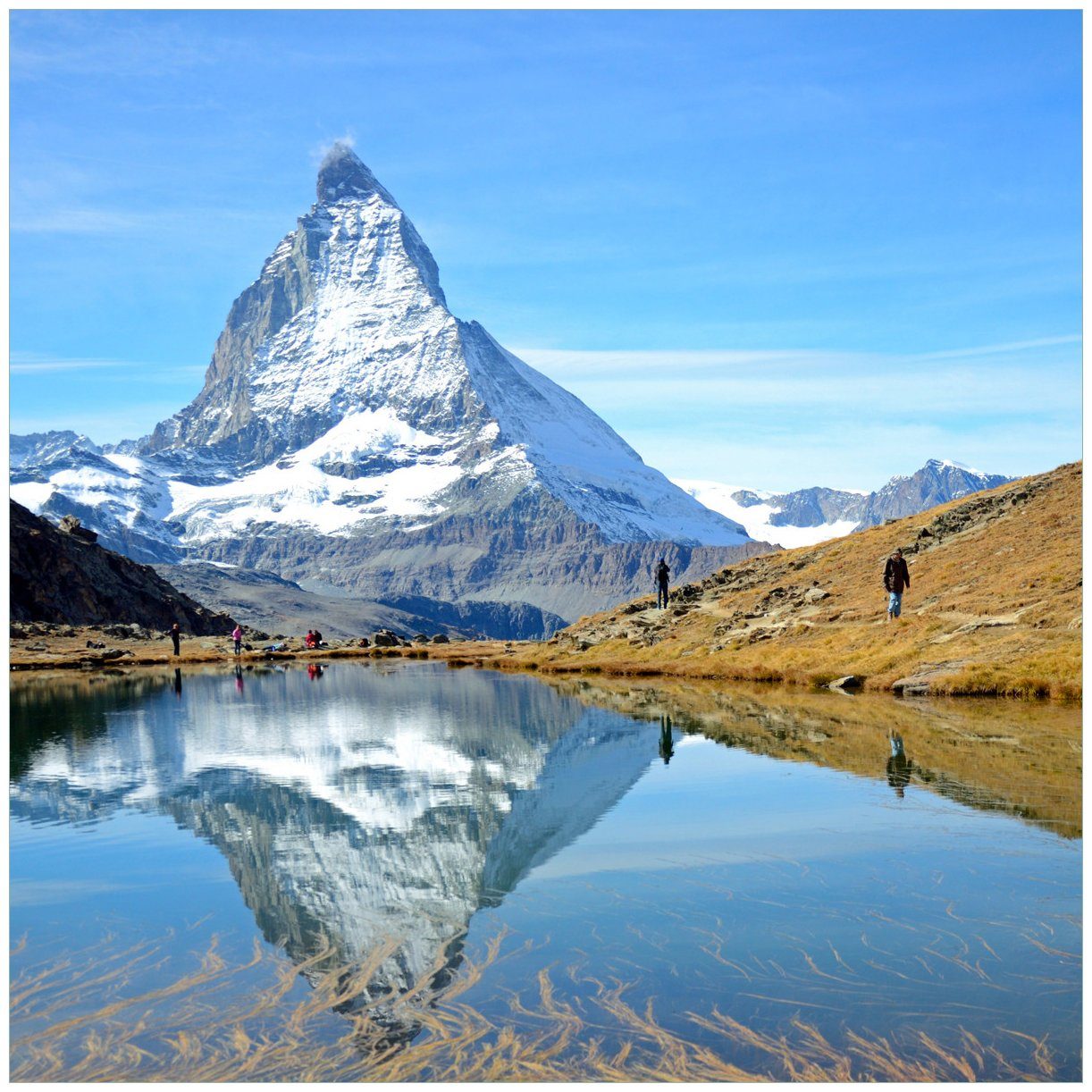 Wallario Tischplatte Matterhorn - Spiegelung im See (1 St), für Ikea Lack Tisch geeignet