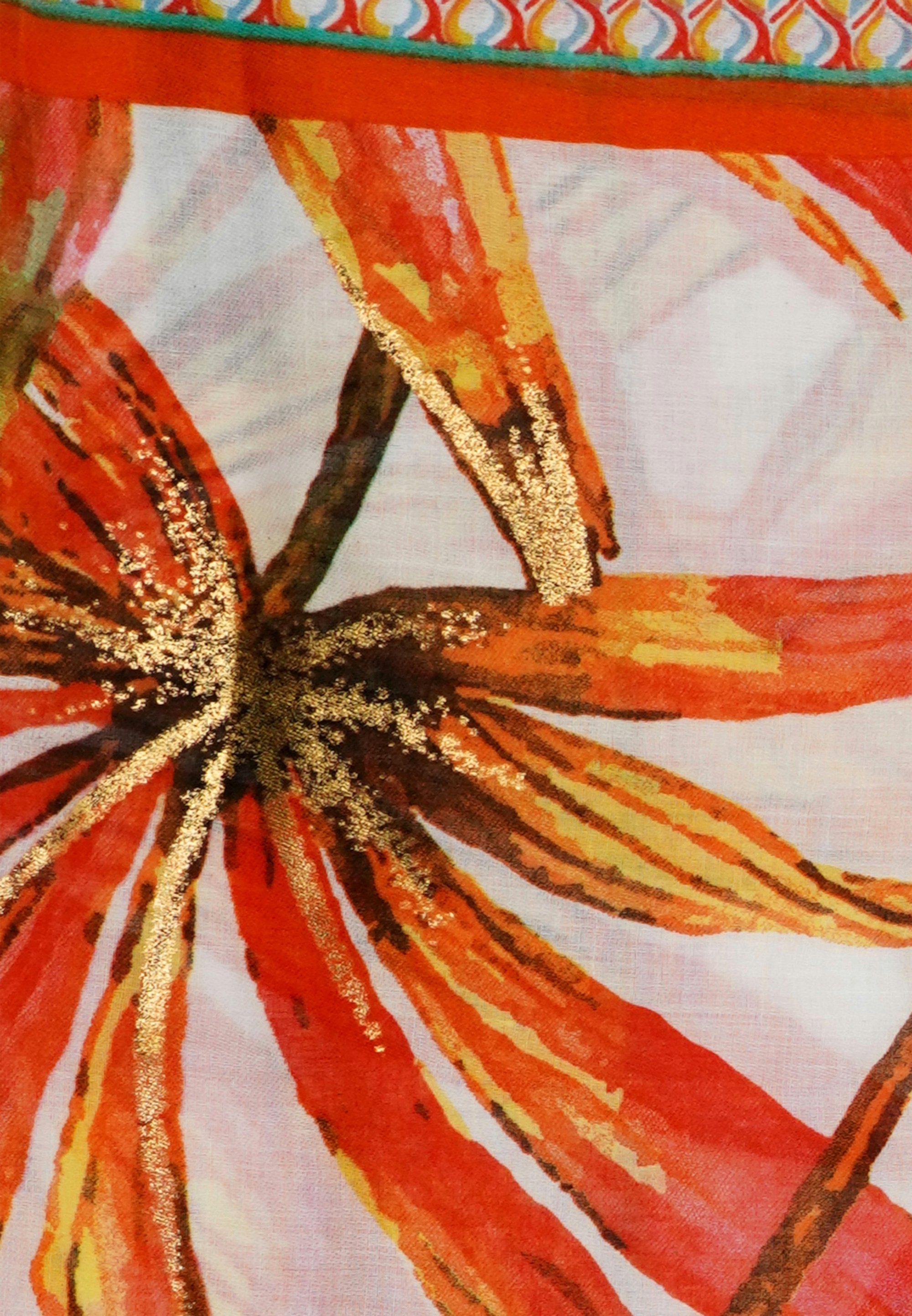 Harpa Modeschal SOLLA, mit Muster orange, gelb floralem