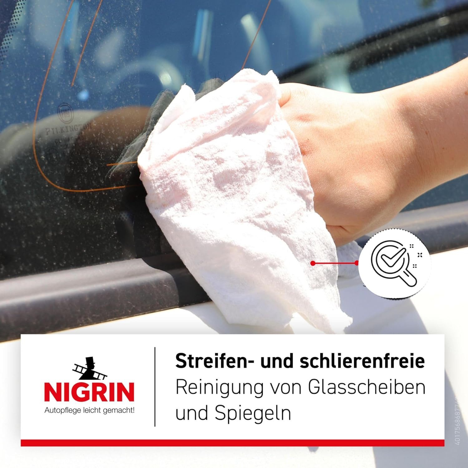 NIGRIN Scheibenreinigungs-Tücher Spender 20 Stück Scheibenreiniger (1x Scheiben-Reinigungstücher, [1-St. Scheiben-Reiniger 20 Tuch Glas-Reiniger Insekten Klare-Sicht Säubert)
