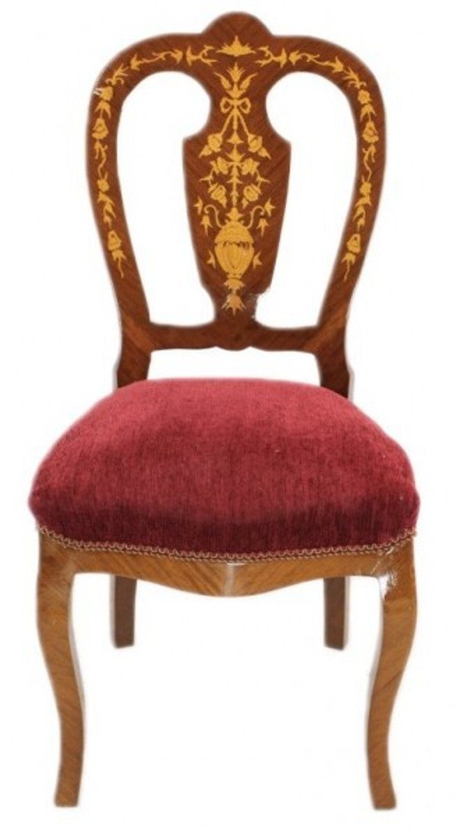 Bordeaux Stuhl Luxus Stil Mahagoni Esszimmerstuhl Casa Antik / - Padrino Esszimmer Möbel Intarsien Barock -