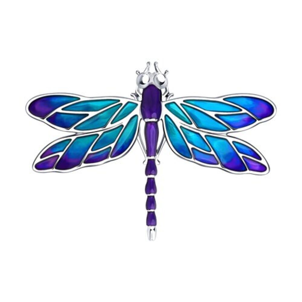 Secretforyou Anstecknadel Brosche Anstecknadel Libelle aus 925 Silber mit Emaille, 925 Sterling Silber