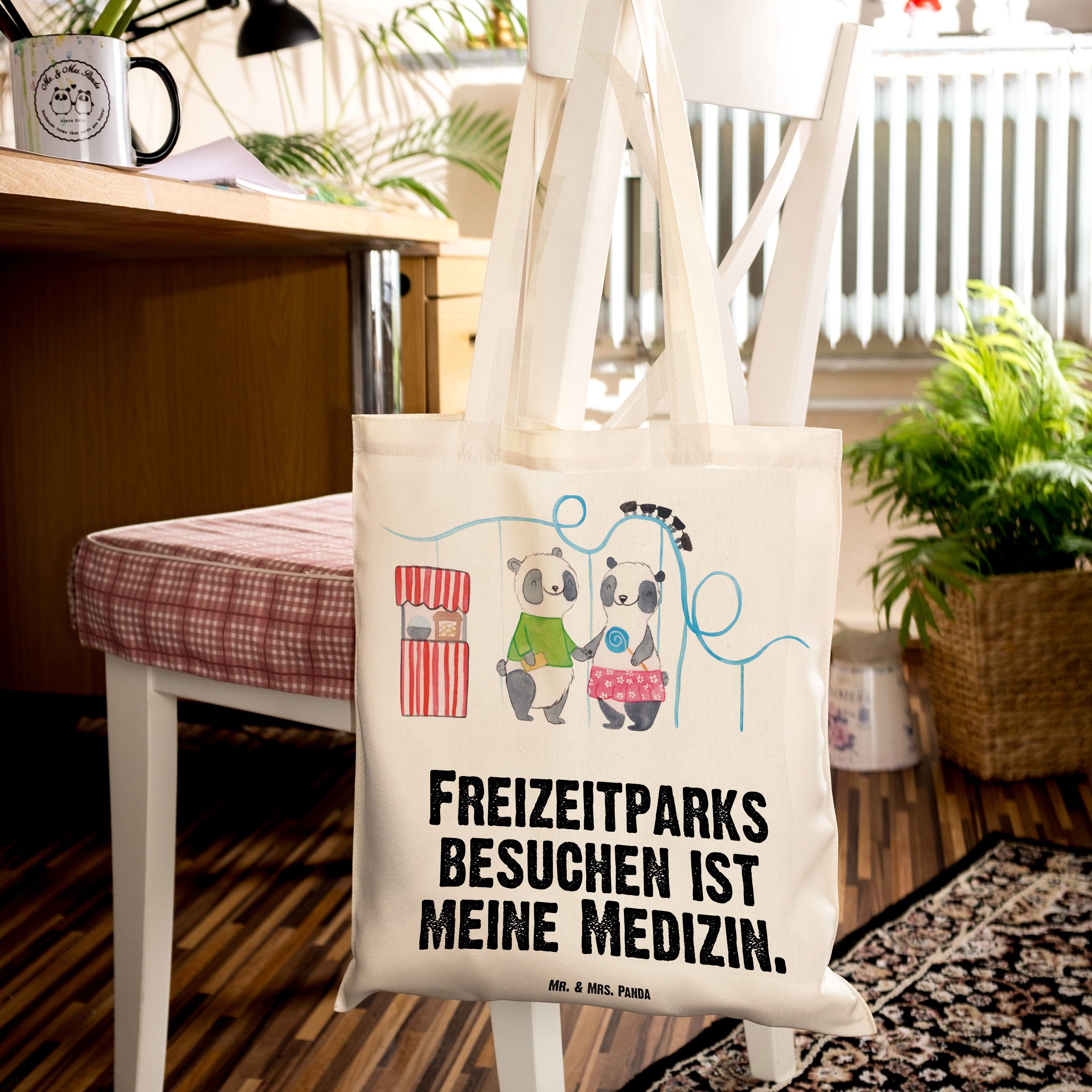 Freizeitpark - Mr. & Medizin Pandas Transparent (1-tlg) Mrs. Geschenk, Panda besuchen Tragetasche Beutel -