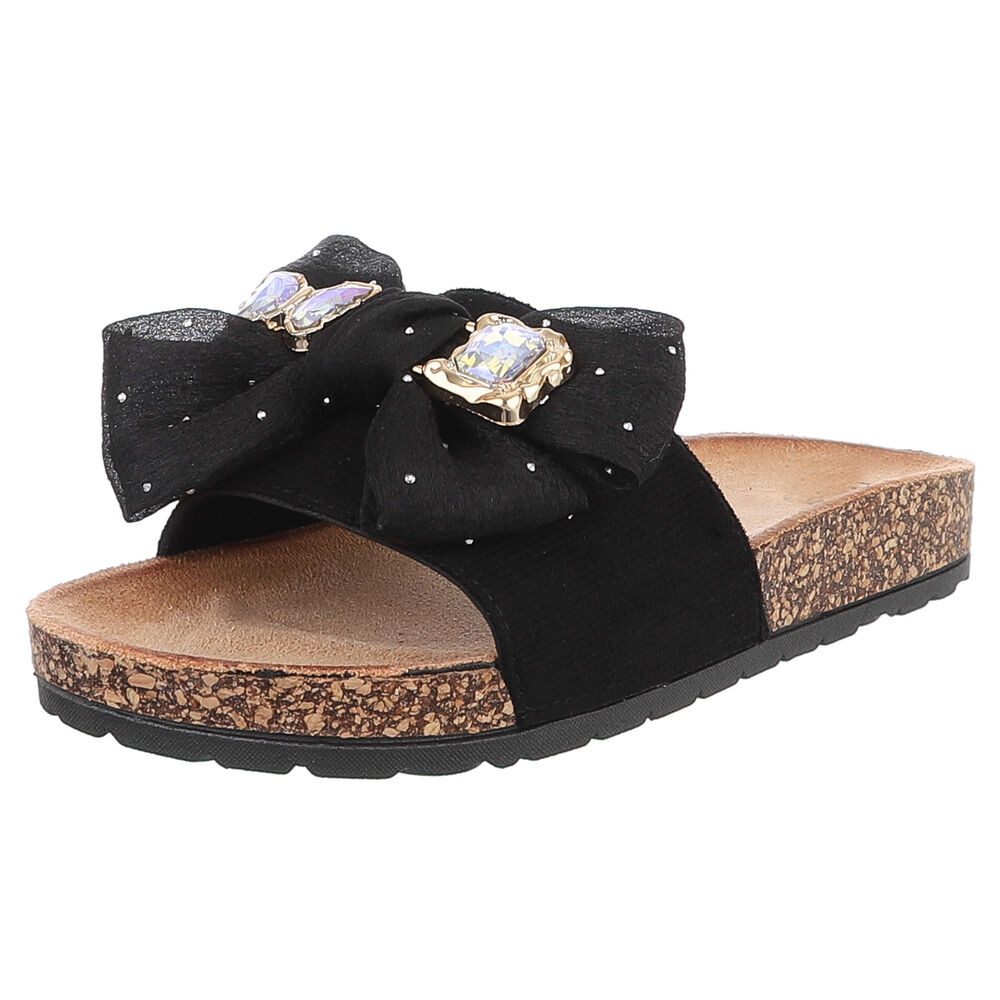 Ital-Design Elegante Damen-Sandalen mit Schleife und Glitzer-Details Pantol günstig online kaufen