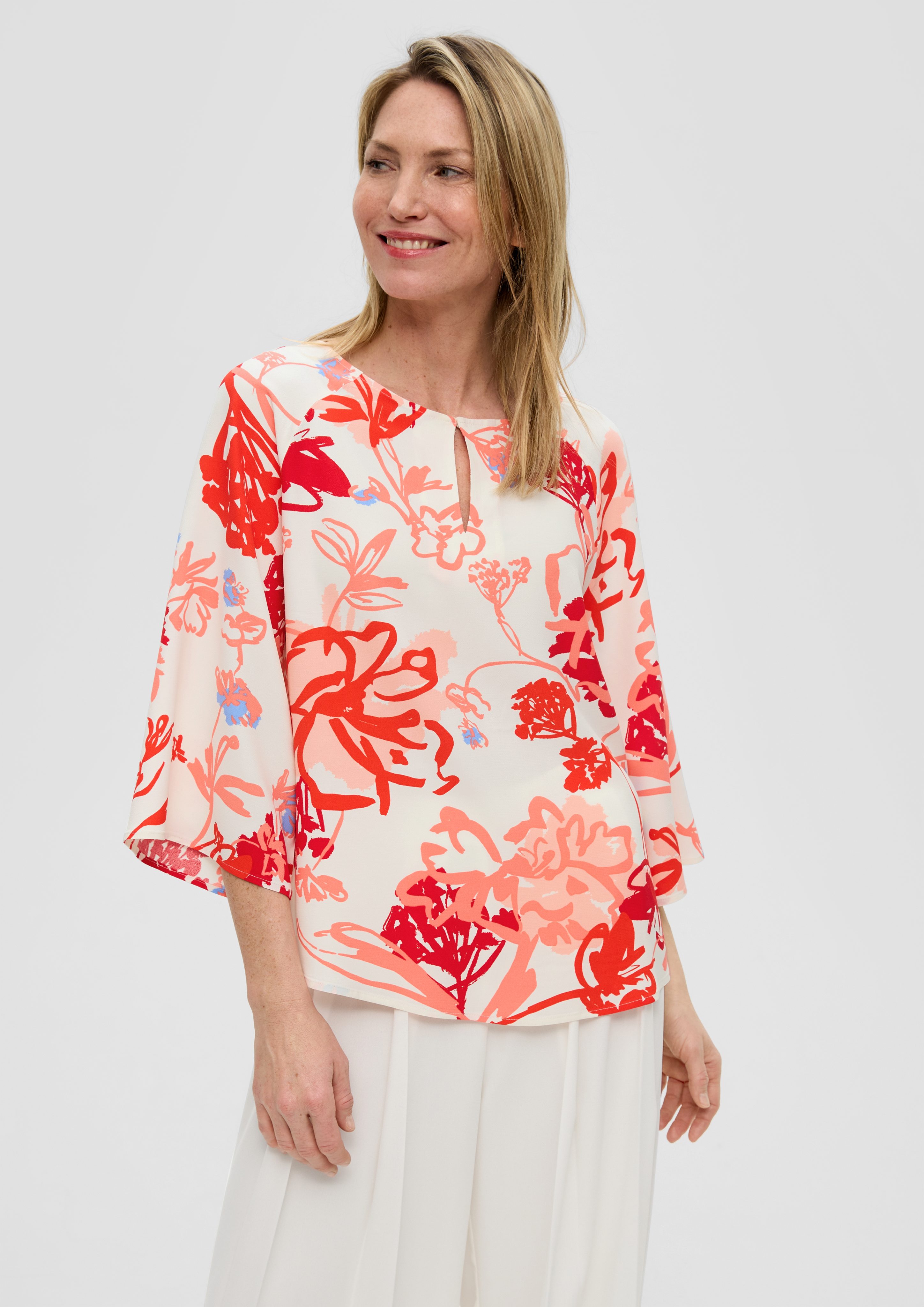 Langarmbluse Viskosebluse im Loose Fit
